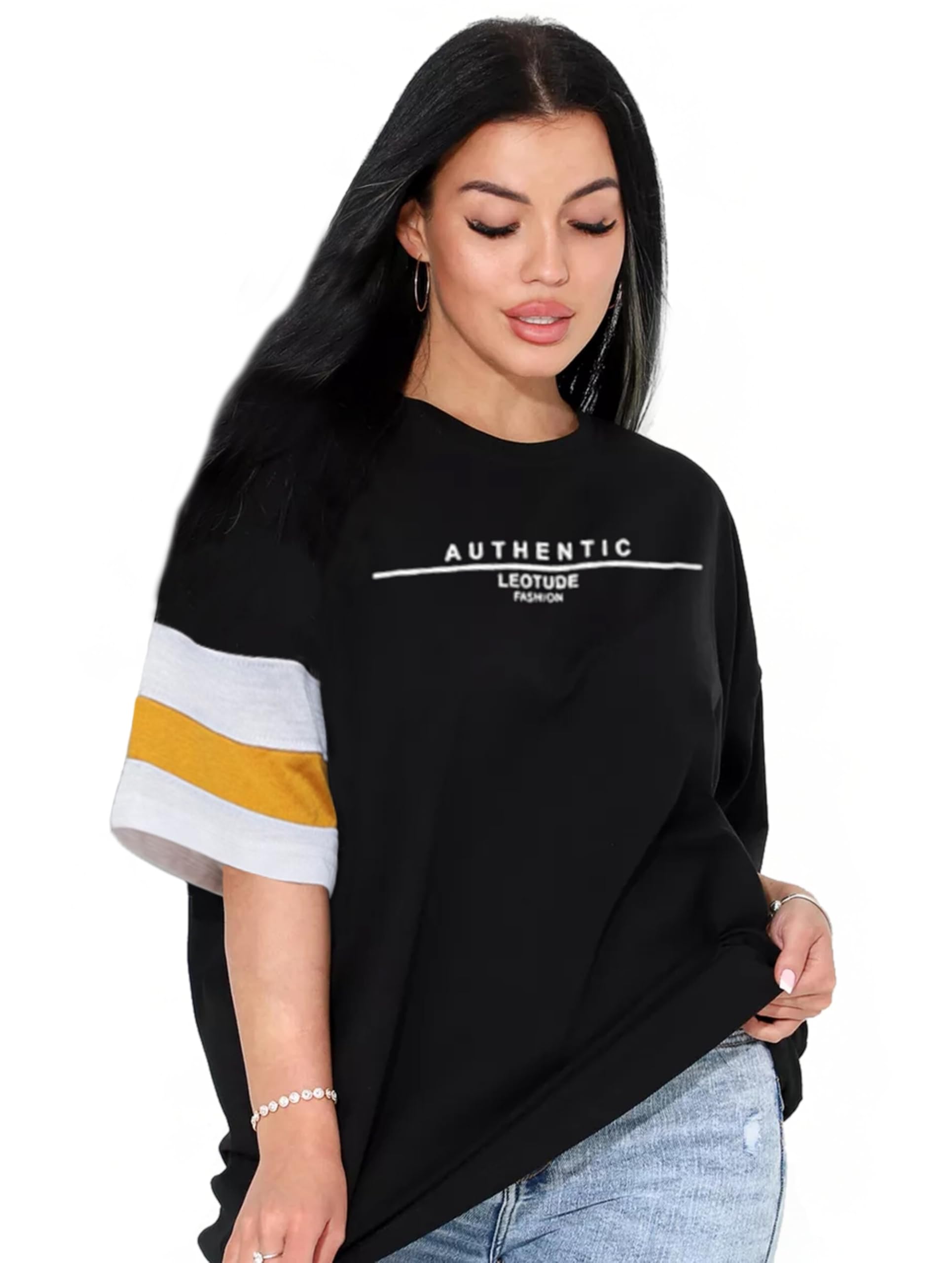 leotude Men's Cotton Oversized Fit Cottoblend Half Sleeve Printed Oversized Drop Shoulder T-Shirt-picture-33