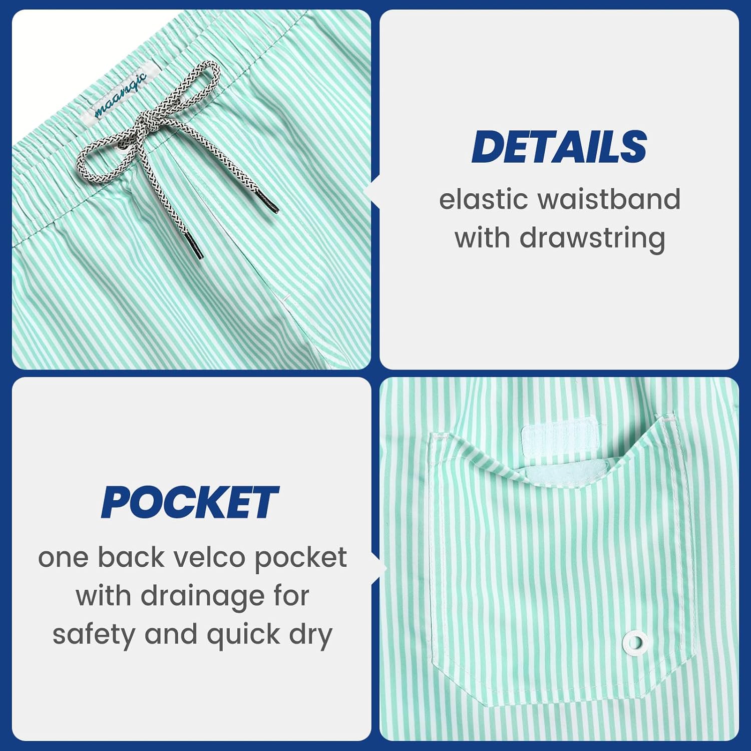 maamgic Mens Swim Trunks 5" Quick Dry Beach Shorts Bathing Suits with Mesh Lining Pockets - Image 5