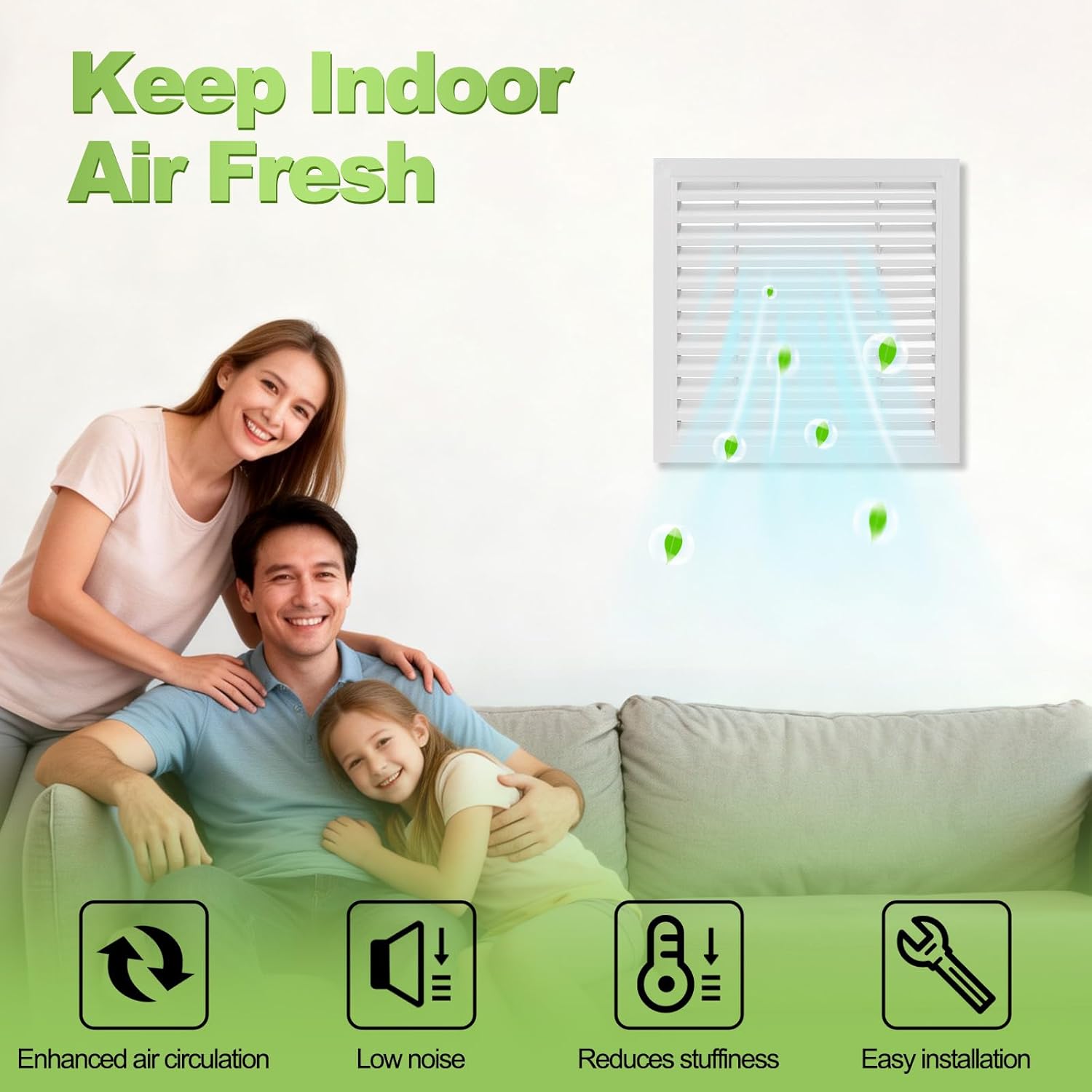 Aluminum Air Vent Grille, 15 x 15 Inch(Duct Opening) Exhaust Vent Cover Louvered Vent Grill for Wall Door Ceiling Cabinet Wardrobe Radiator Heating System, Matte White