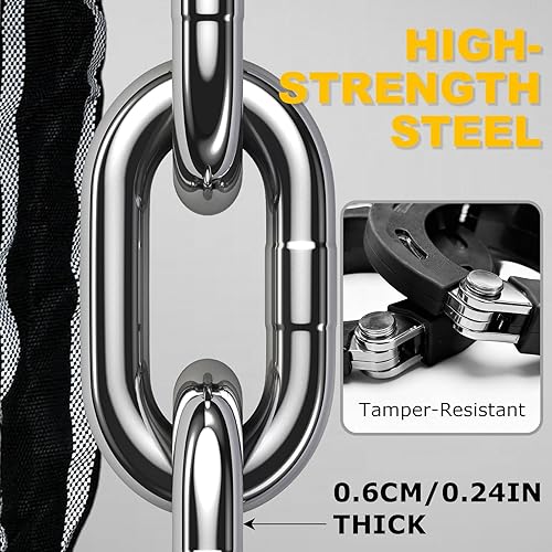 Miniatura 3 de Candado antirrobo, cerradura de bicicleta de 36.6 pulgadas, cadena resistente con combinación de 4 dígitos, bloqueo de scooter eléctrico, cadena de