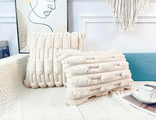 Miniatura 2 de DRNOU Juego de 2 fundas de cojín de piel sintética de 20 x 20 pulgadas, patrón de cuadros suaves y bohemios, funda de cojín decorativa para sofá,