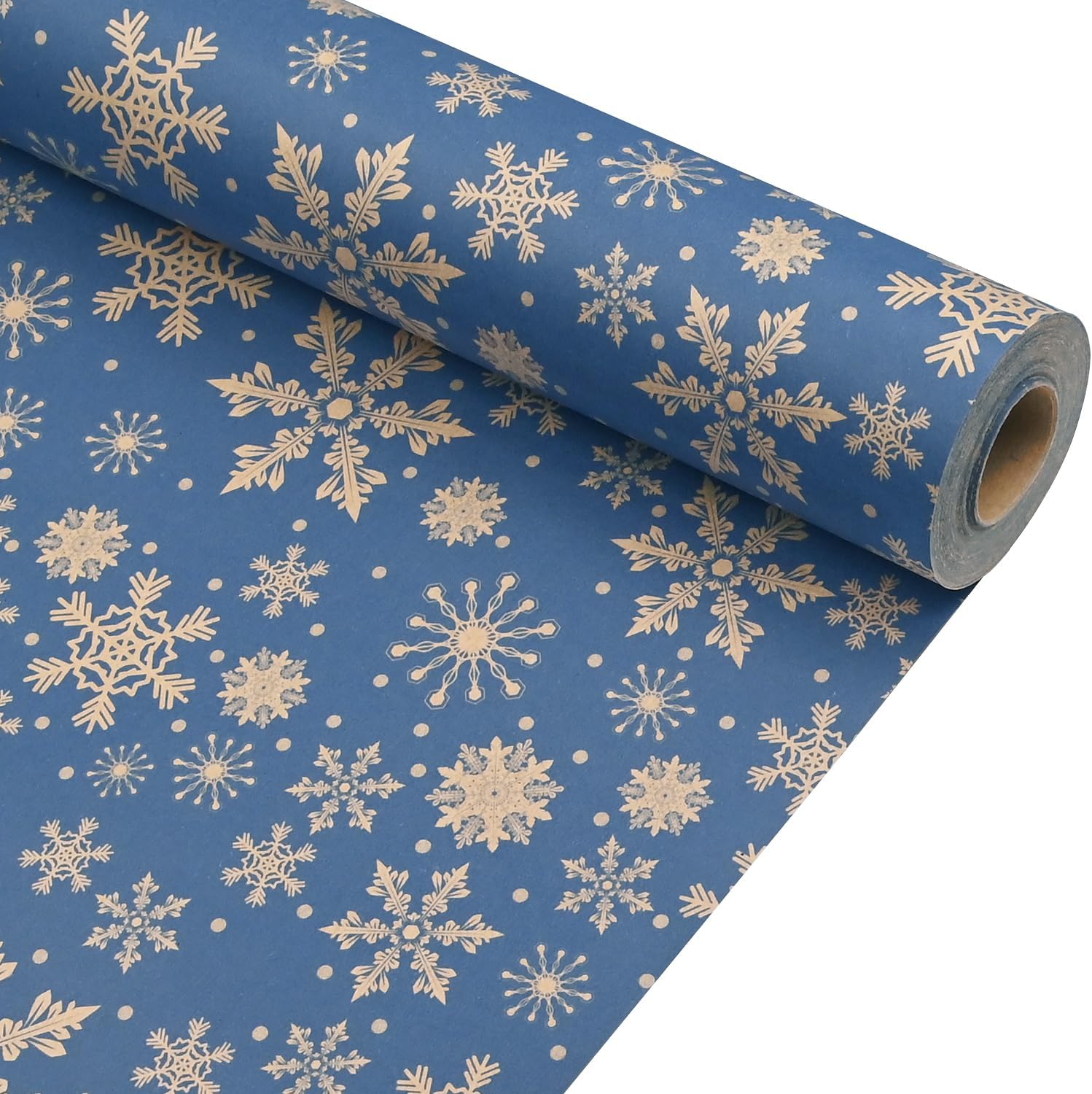 5pcs Blue Kraft Xmas Gift Wrap Paper With Bell,QRTDXP 50 * 70cm Recyclable Christmas Wrapping Paper Sheets For Christmas Party Presents