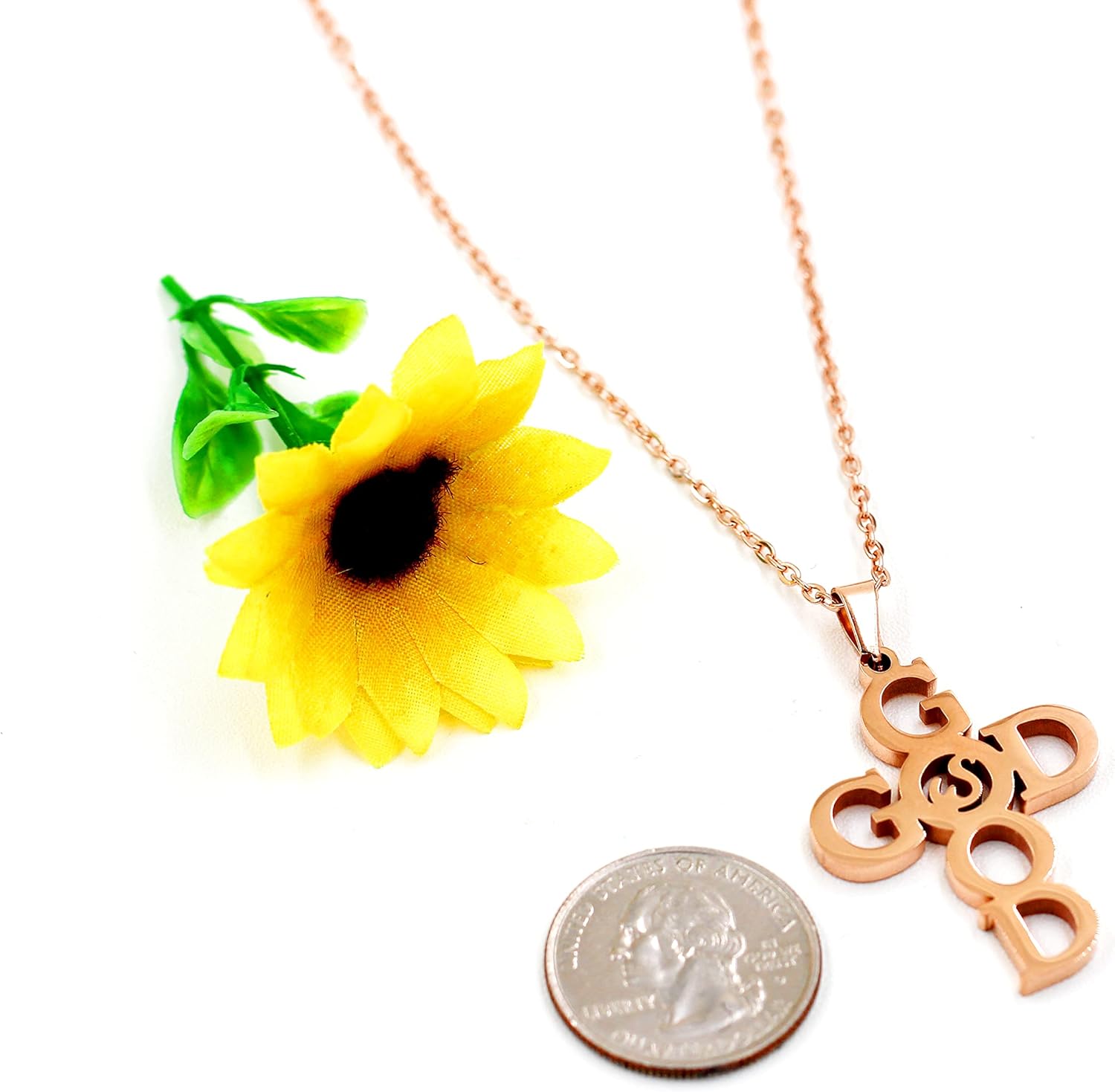 Uloveido Unique Stainless Steel Initial Good God Cross Pendant Necklace Special Christian Jewelry Gifts Y835