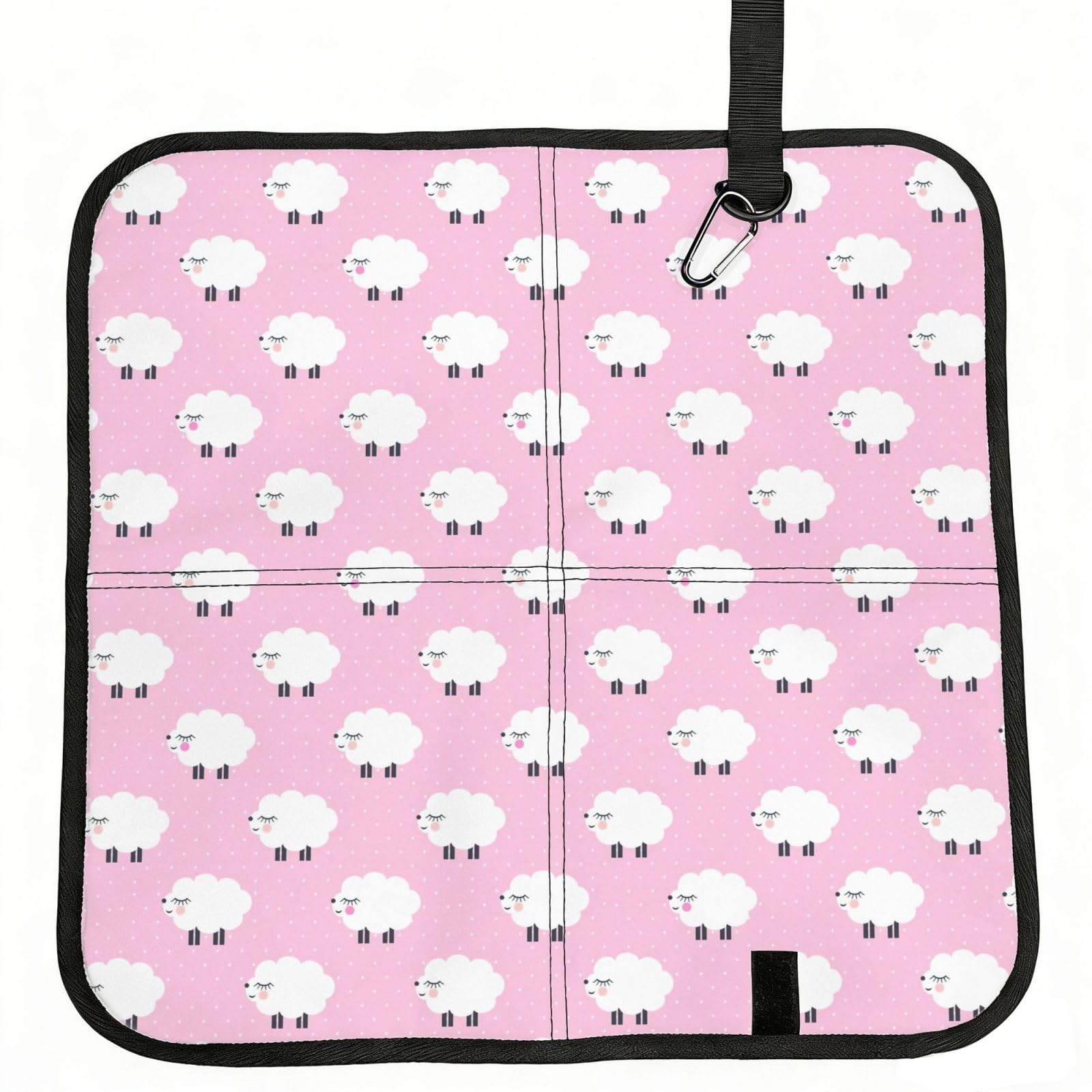 SDEGTHO Pink Sheep Printed Foldable Seat Pad with Closure, Lightweight Cushion for Airplane Travel Camping