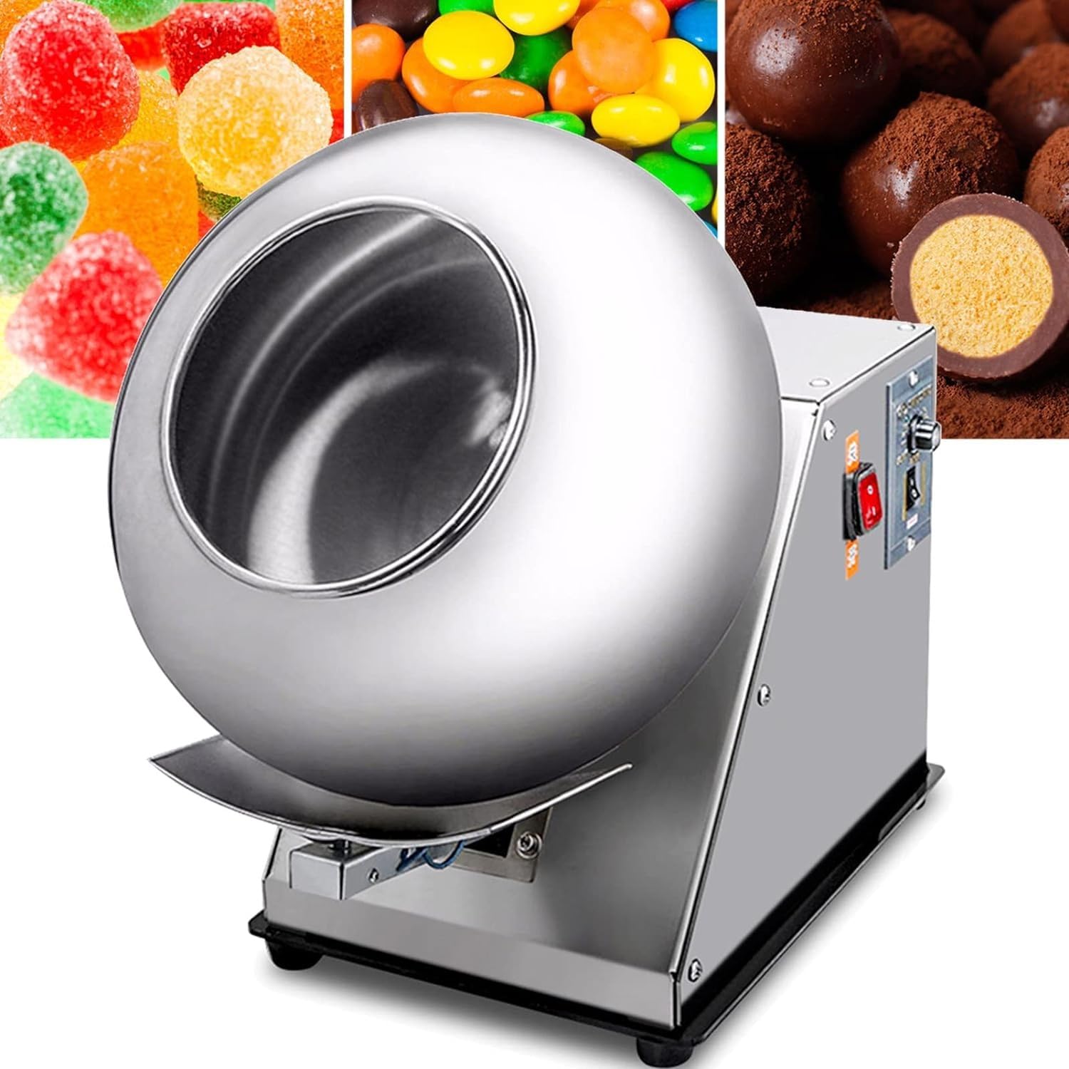 YAOYIM Candy Coater Machine,Small Commercial Mini Chocolate Panning Machine, 2-5Kg/H Chocolate Coating Polishing Machine Coater Sugar Ball Coating Drying Machine,110V?220v