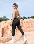YEOREO Workout Leggings with Pockets for Women V Cross Waist Scrunch Charm Leggings No Front Seam Gym Yoga Pants