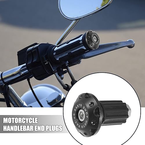 Miniatura 2 de X AUTOHAUX 1 par 78 "0.866 in motocicleta mano apretones manillar final deslizante tapas tapones aleación de aluminio negro