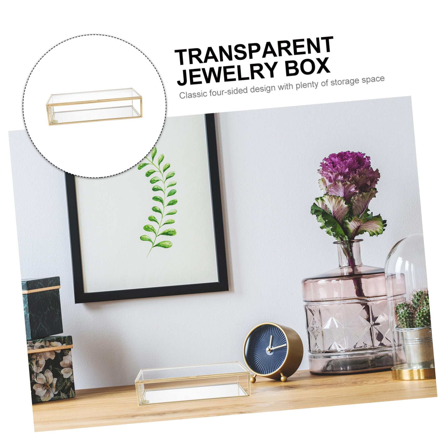 Europäische Schmuck Aufbewahrungsbox aus Glas mit Kupferstange Make Up Aufbewahrung für Lippenstift und Nagellack Sicher und Tragbar für Hochzeiten