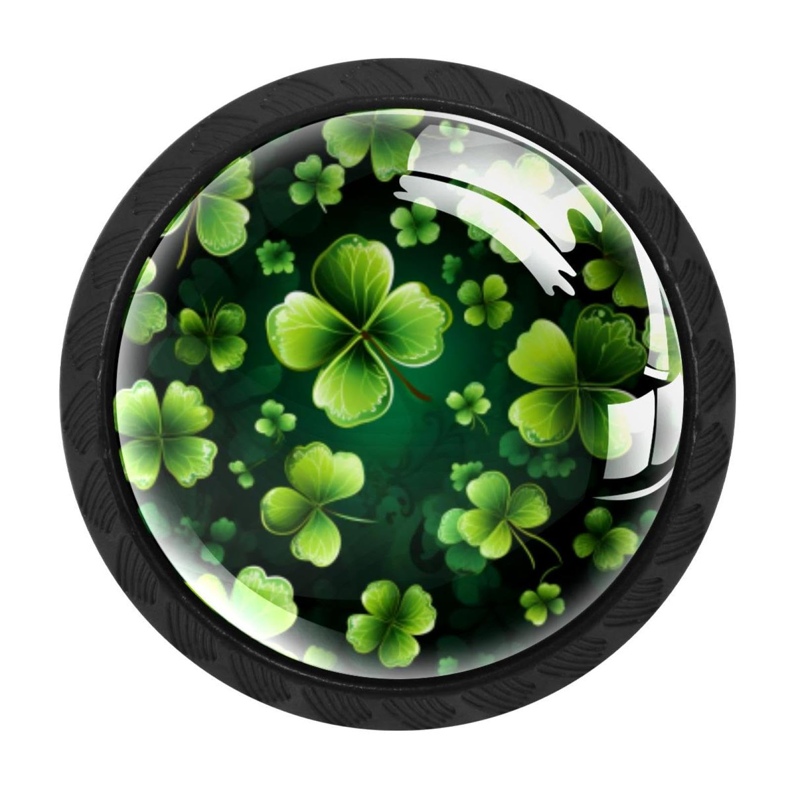 CHENZZZZ 4 pcs St. Parikh's Day Cabinet Knobs Crystal Drawer Pulls for Kitchen, Bathroom Cabinet, Dresser and Cupboard