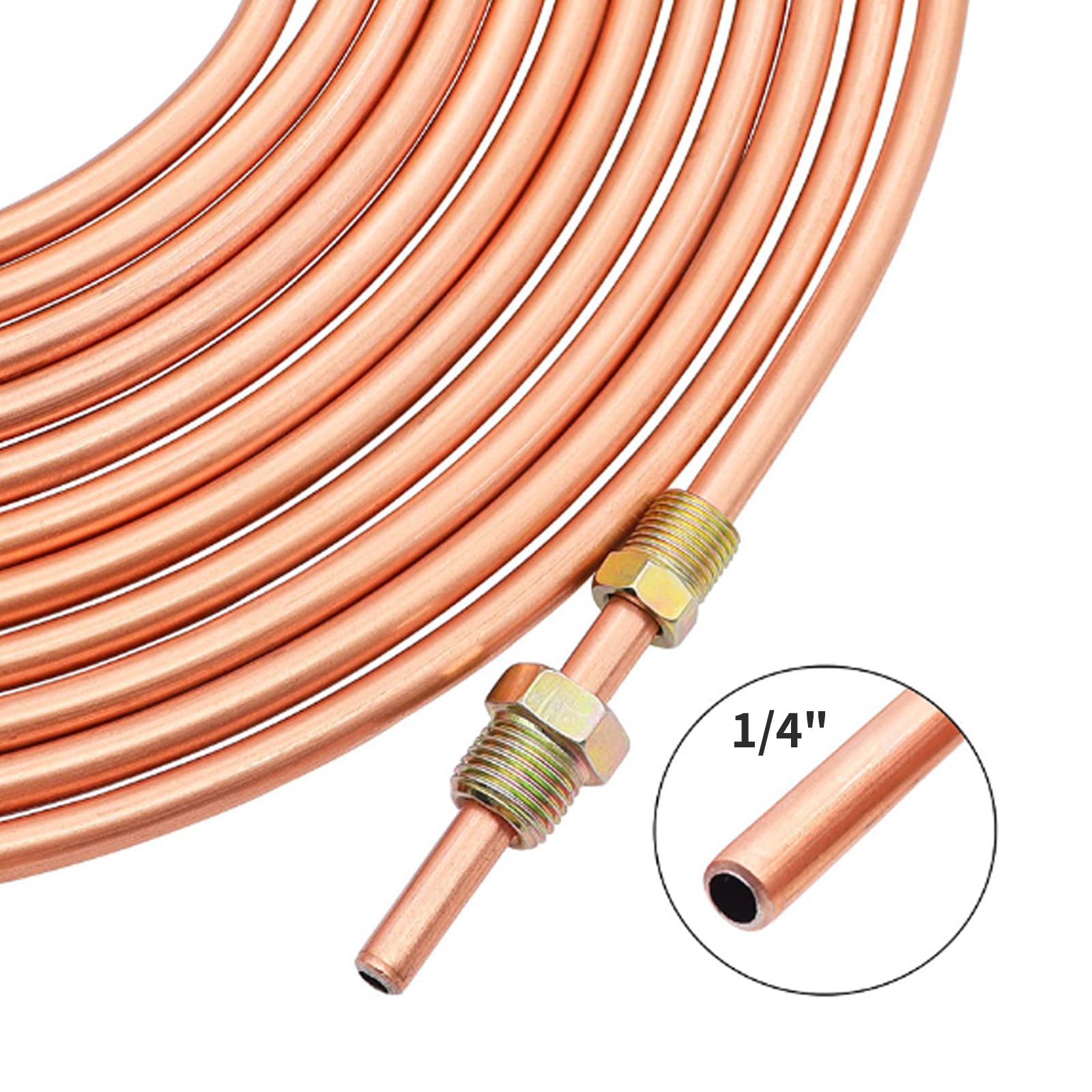 Kit di guida generale del freno in rame da 25 ft/7,62 m con 16 dadi da 1/4", tubo freno in nichel rame per parte di ricambio per auto