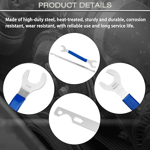 Miniatura 6 de Juego de herramientas de extracción de llaves de embrague de ventilador de 1.260 in y 1.417 in, 2 piezas de soporte de polea de bomba de agua para