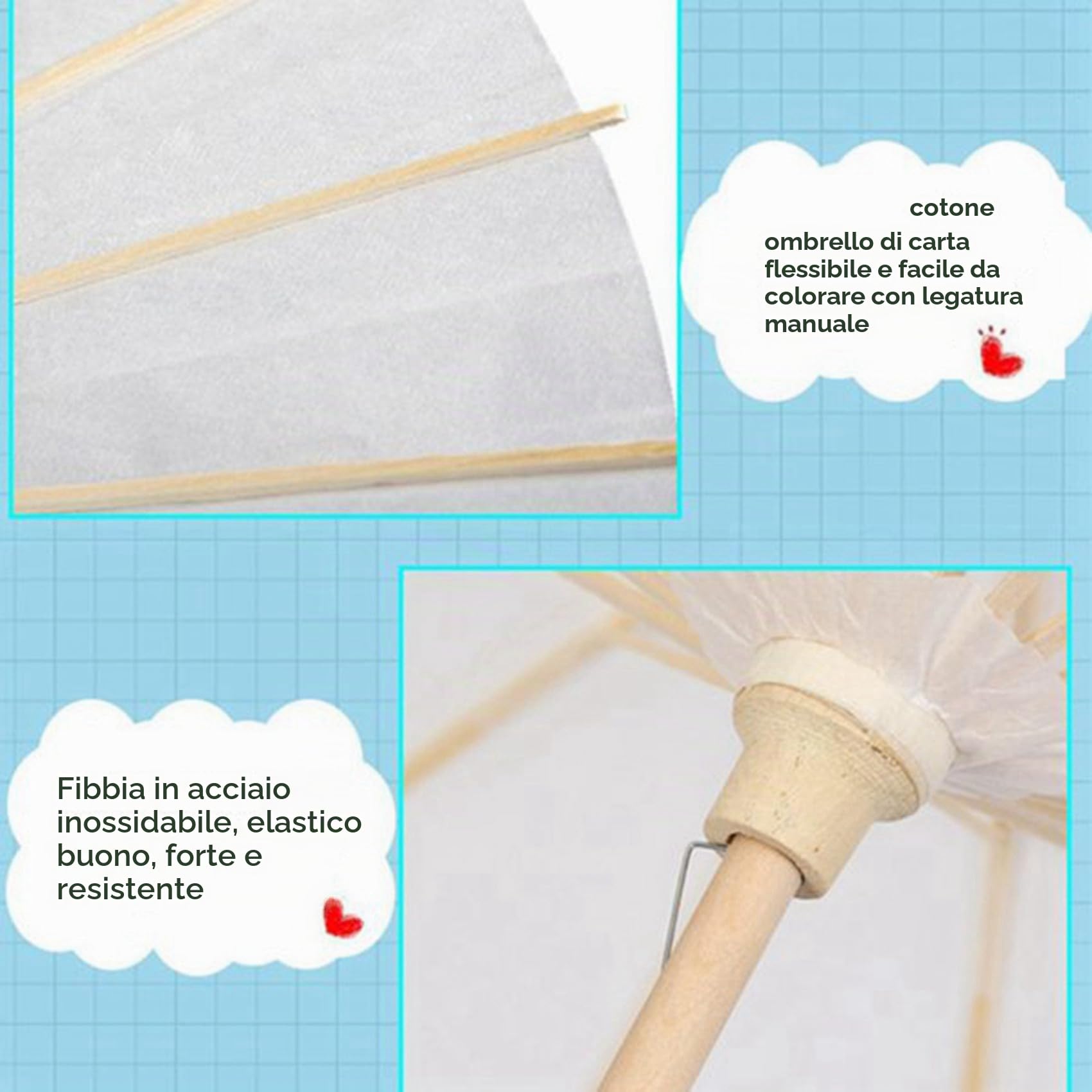 16 Pezzi di Ombrellone in Carta per Matrimonio, Diametro: 40 cm, in bambù, per Centrotavola per Addio al Nubilato, Oggetti di Scena per Foto