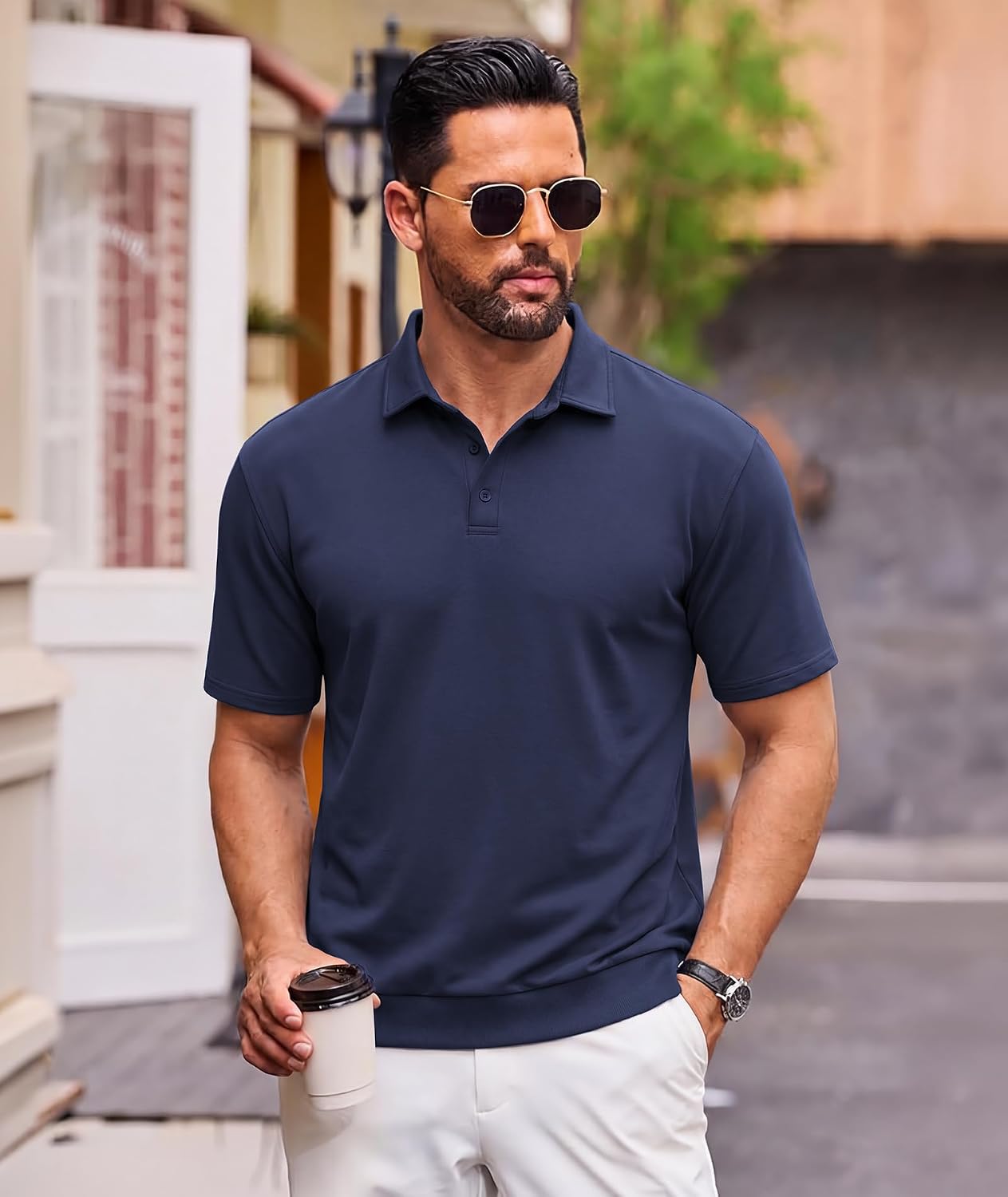 PRIVIMIX Mens Casual Polo Shirts Summer Short Sleeve Golf Shirt image 3