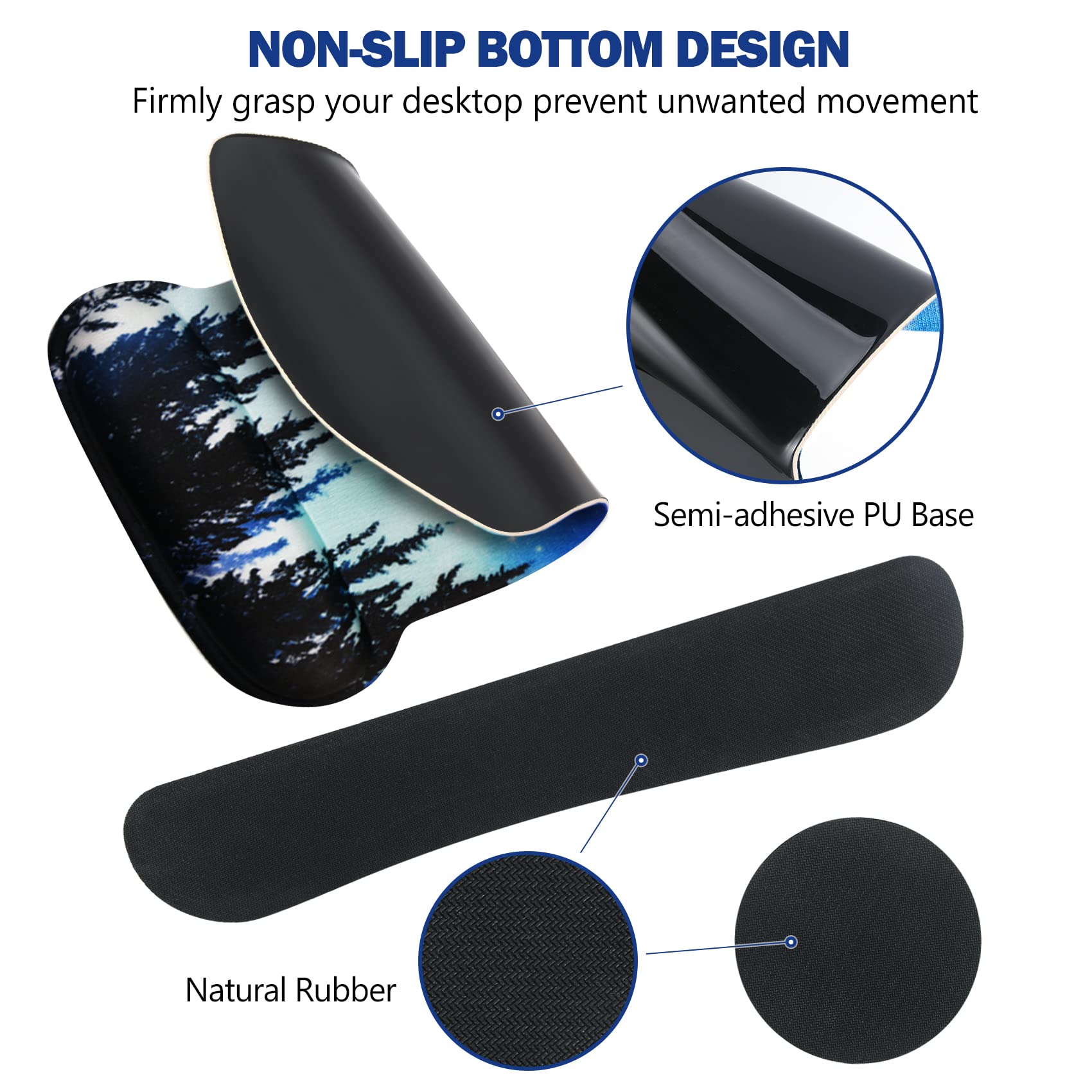 AIMSA Reposamuñecas ergonómico para teclado y alfombrilla para mouse con soporte de muñeca, base de goma antideslizante de espuma viscoelástica, para juegos, trabajo, hogar, oficina, fácil escritura