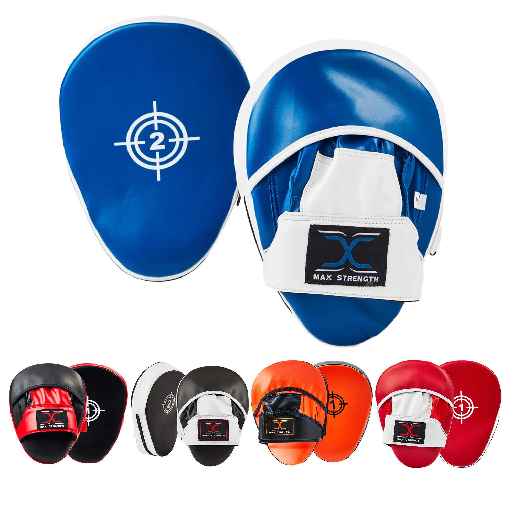 Max Strength Boxing Focus Pads MMA Punching Mitts Strike Pad Kickboxing Home Gym Exercise Training Martial Arts Equipment Kick Boxing Pads (Blue/White)