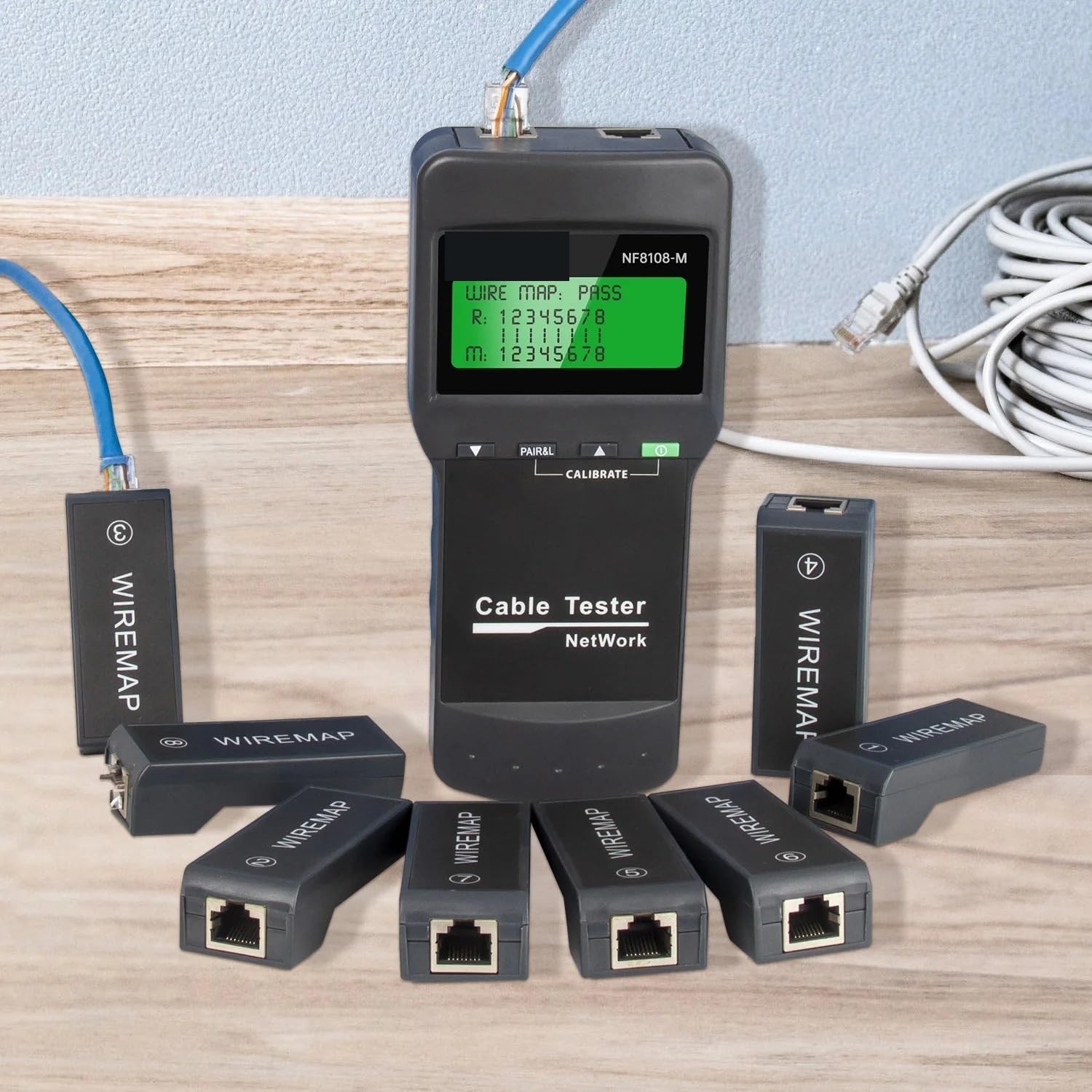 Tester for cavi di rete NF-8108M con display LCD Misura la lunghezza multifunzionale Strumento Traccia