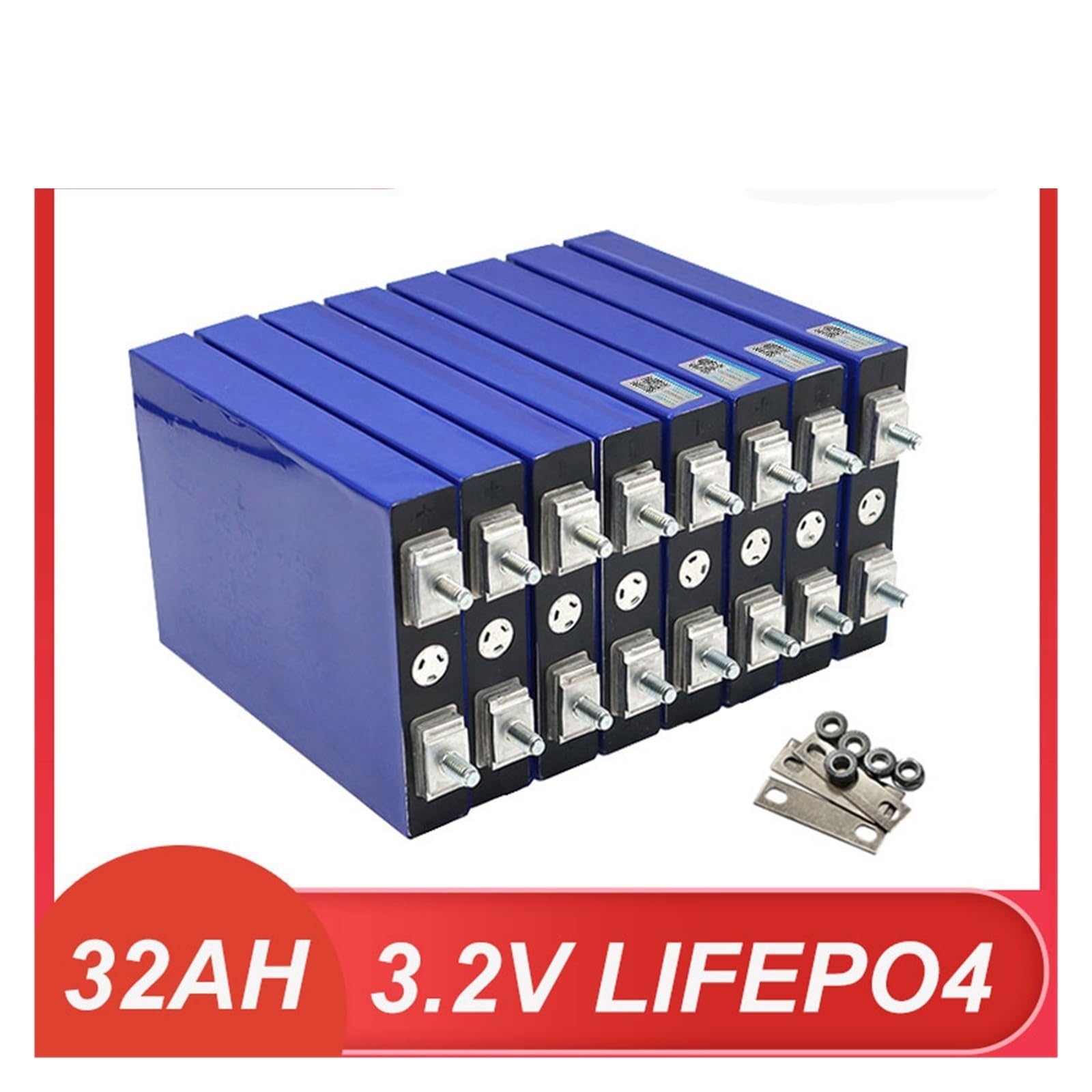 For VariCore 3.2V 30Ah Lifepo4 Batteries 4S 12.8V 24V Lithium Fer Phosphate Batterie Solaire Moto Véhicule Électrique Goujon(32PCS 3.2V 32Ah)