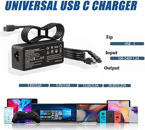 Miniatura 2 de Cargador USB-C de 45 W para Acer Chromebook Spin 11 13 R13 15 314 315 CP311 CP315-3H CP713 CB5-312T-K5X4 CP311-1H CP311-2H CP311-1H-C1FS C5PN