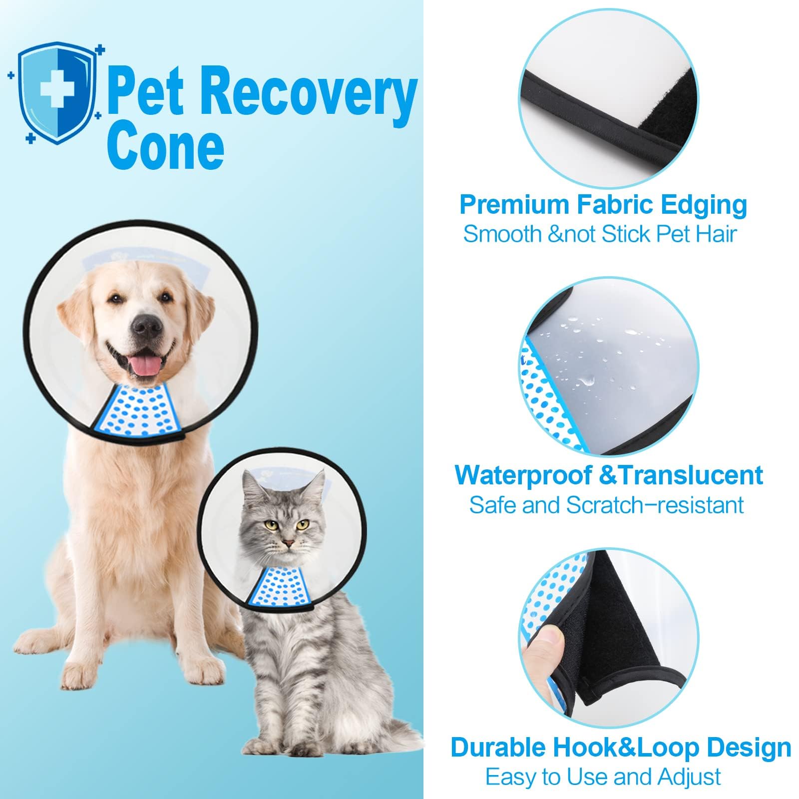 Supet Dog Cone Collar Adjustable Pet Cone Recovery Collar Comfortable Pet Cone Protective for After Surgery Anti-Bite Lick Wound Healing Safety Practical Plastic Collar for Dogs and Cats (S-new) - Image 3