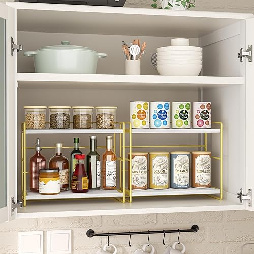 Miniatura 4 de SRIWATANA Juego de 2 organizadores de encimera de baño, estante de encimera de cocina, estante de especias, fregadero, encimera, almacenamiento de