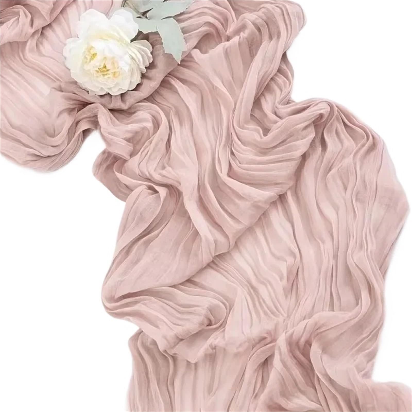 90*300CM Light Pink Cheesecloth Table Runner Gauze Fabric Rustic Sheer Runners Chair Sashes