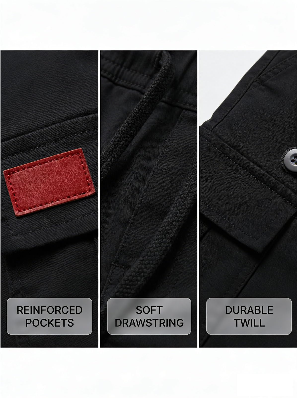 Pantalones cortos tipo cargo para hombre, con cordón y cintura elástica, para entrenamiento, gimnasio, con bolsillos — view 2