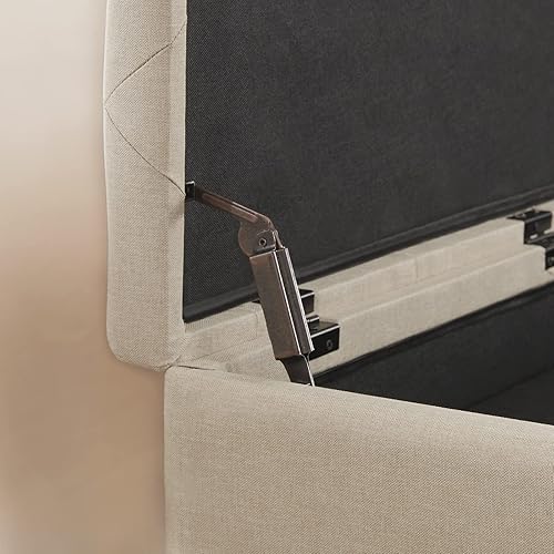 Miniatura 8 de Gitrah Banco de almacenamiento moderno para entrada, banco de extremo de la cama, banco otomano tapizado de lino para dormitorio para pie de cama,