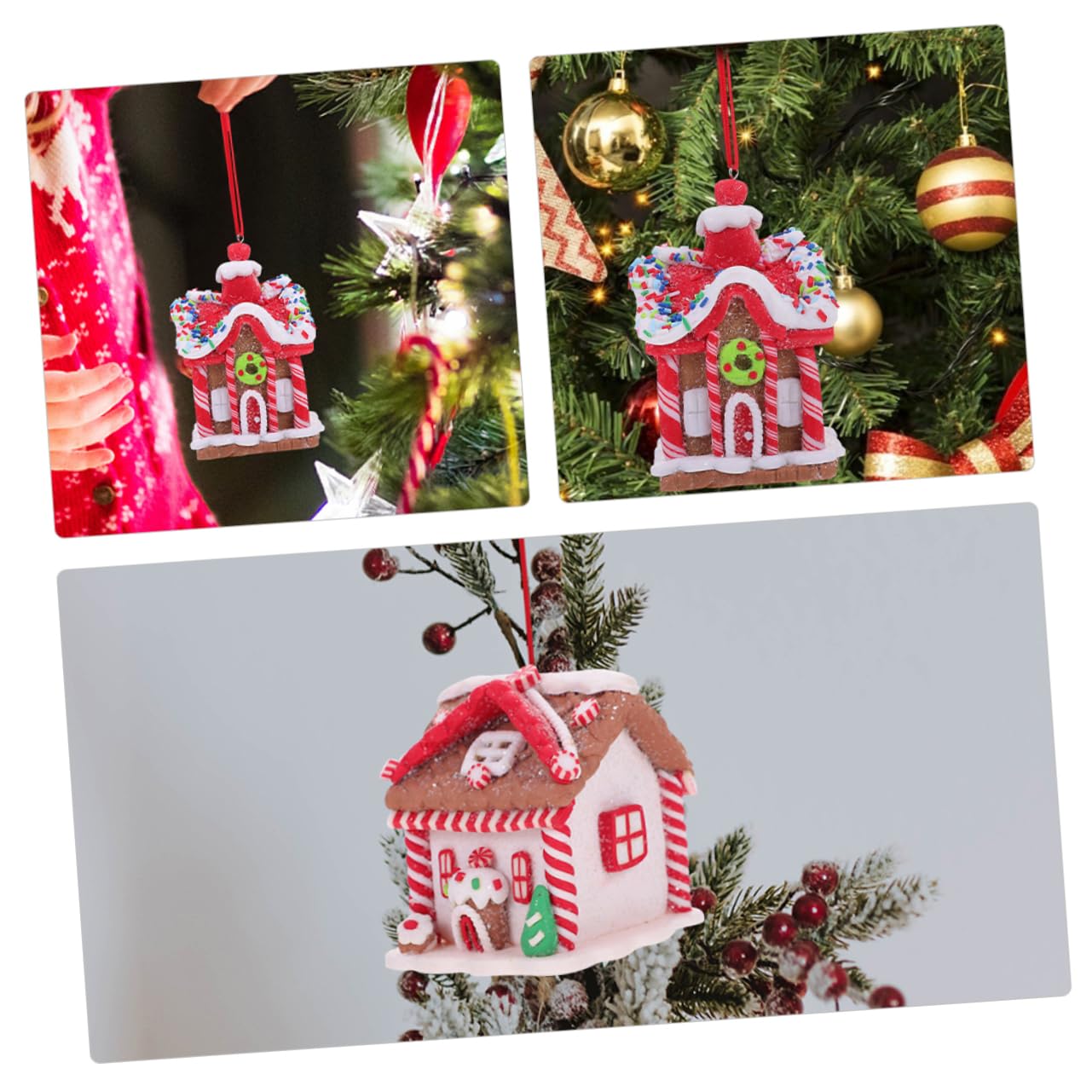 Cabilock 4piezas Adornos Navideños de Casa de Jengibre para Colgar el Árbol Decoración Colgante para Fiesta de Navidad de Adornos para Árbol de Navidad
