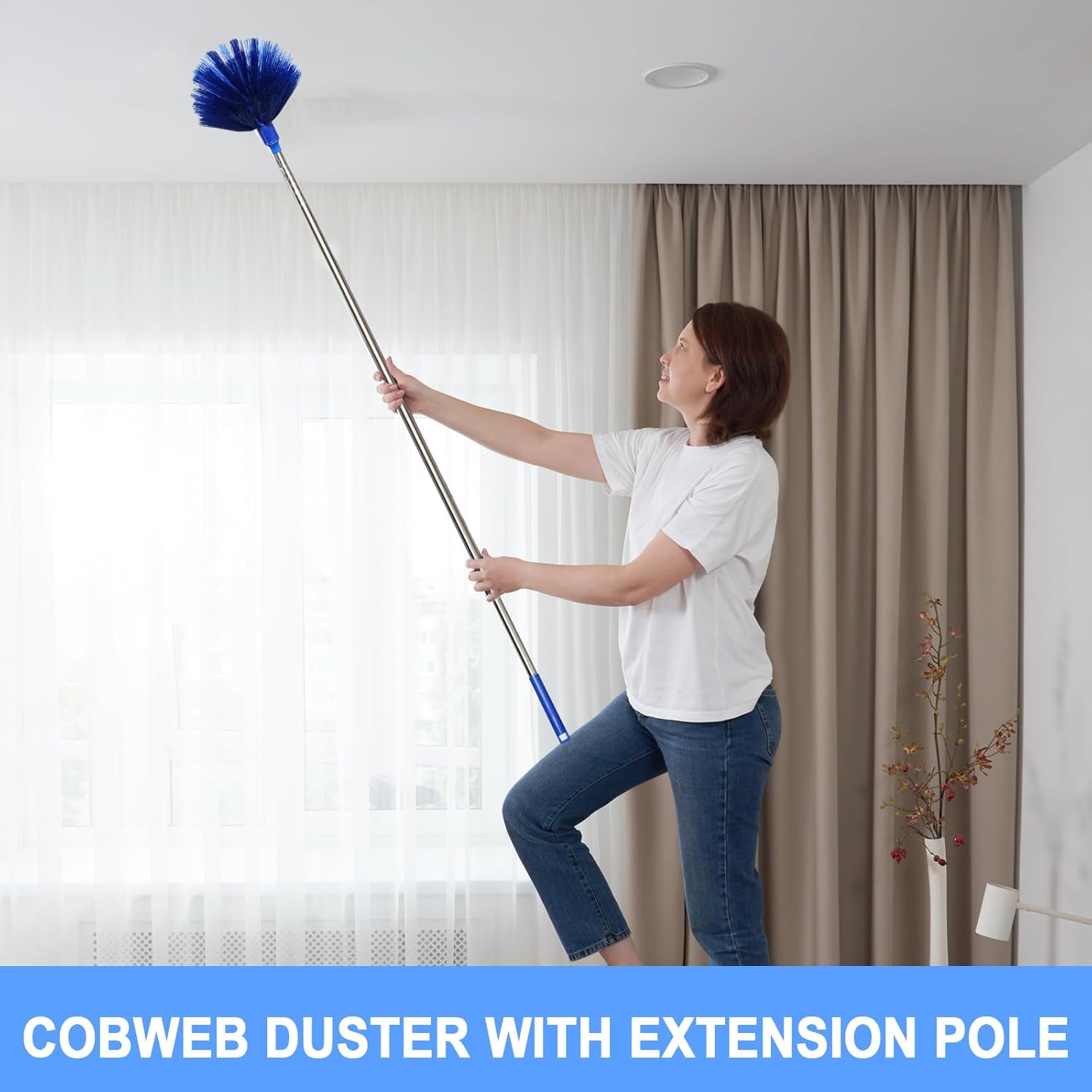 Cobweb Dusters with Extens Pole 100-inch, Spider Web Brush & Ceiling