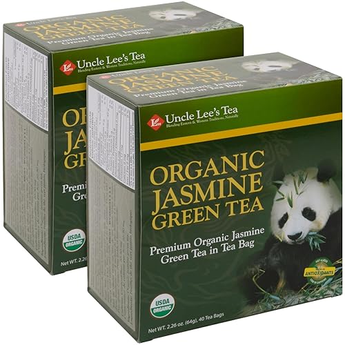 Vista 8 de Uncle Lee's Tea - Té verde de jazmín orgánico, rico en antioxidantes, caja, 40 bolsas de té