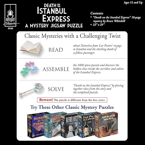 Miniatura 2 de Murder Mystery Party | Rompecabezas clásico de misterio, Muerte en el expreso de Estambul, rompecabezas de 1000 piezas, naranja