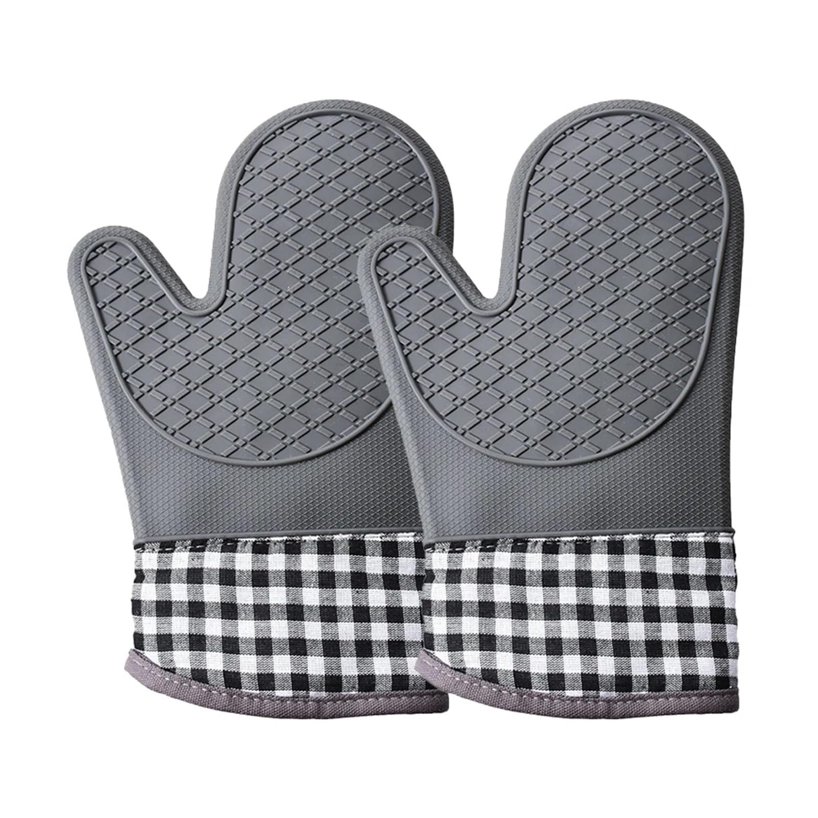 Heats Resistant Glove Baking Gloves Anti-skid Microwave Oven Anti-scalding High Temperature Insulation Mitts Bakery(Grey)
