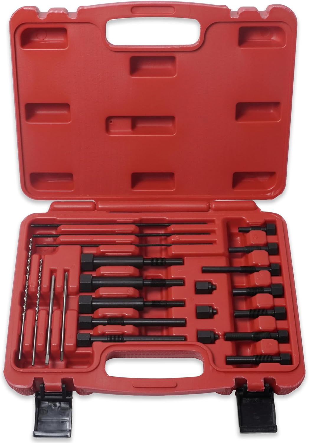 22PCS Glow Plug Removal Tool Kit, Glow Plug Extraction Kit, Glow Plug Electrodes Removing Tool for M8x1.0, M10x1.0, M10x1.25 Glow Plug -RED