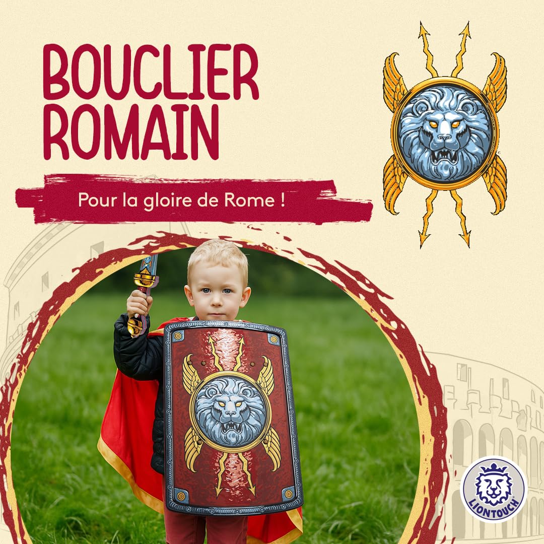 Liontouch - Bouclier de Légionnaire Romain - 3 Ans+ | Jouet Historique en Mousse pour Soldat de la Rome Antique | Accessoire d'arme sûr et Durable pour Costumes de Gladiateur pour Garçons