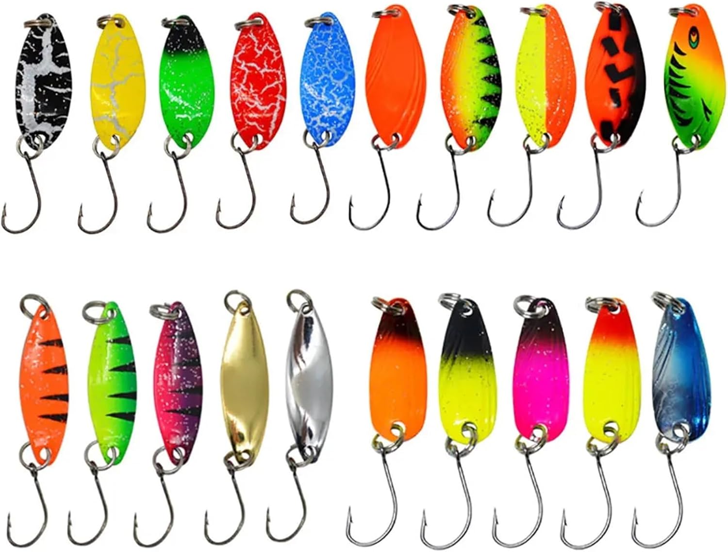 JYJ 20pieces a Box Colorful Metal jig Spoon Lure Bait for Fishing Tackle Spinner wobbler Pesca Trout Bait