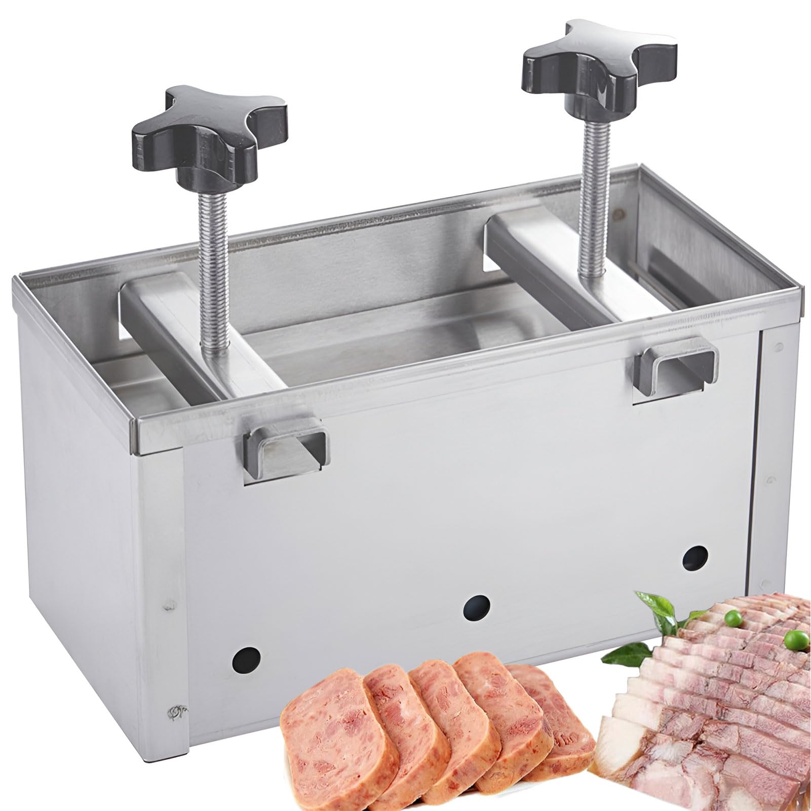 Molde de acero inoxidable para hacer hamburguesas con dispositivo de doble tornillo, prensa de jamón para relleno, hamburguesa, deslizador, barbacoa, parrilla, carne de res, 1 kg