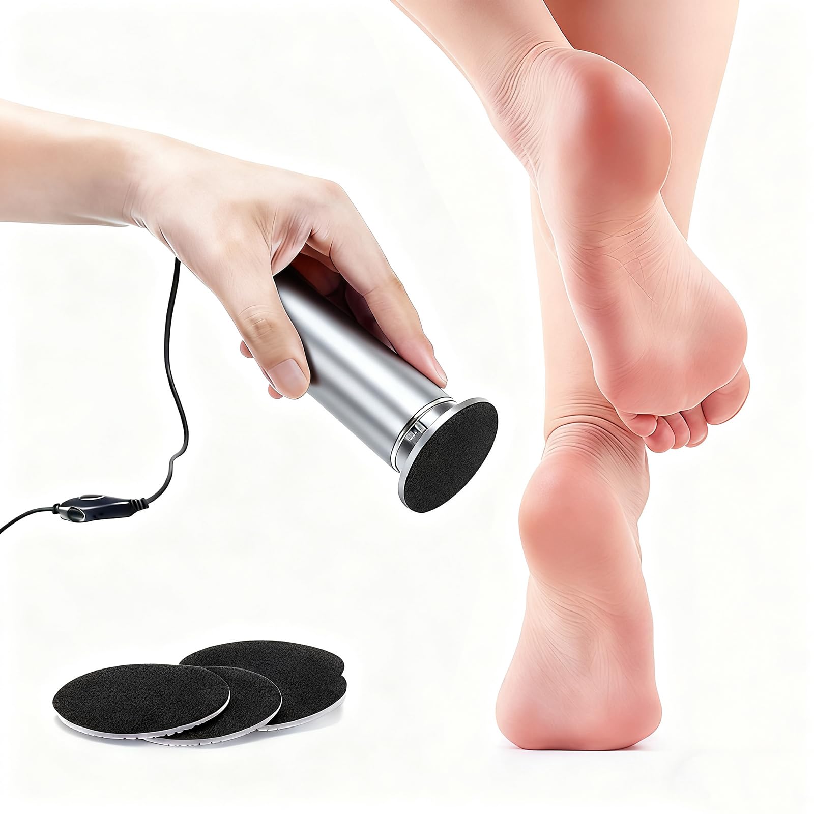 Electric Foot Callus Remover,with 60pcs Sanding Disc,Electric Speed Adjustable Foot File for Dead Skin Cracked Skin Calluses for Men and Women (Grey)