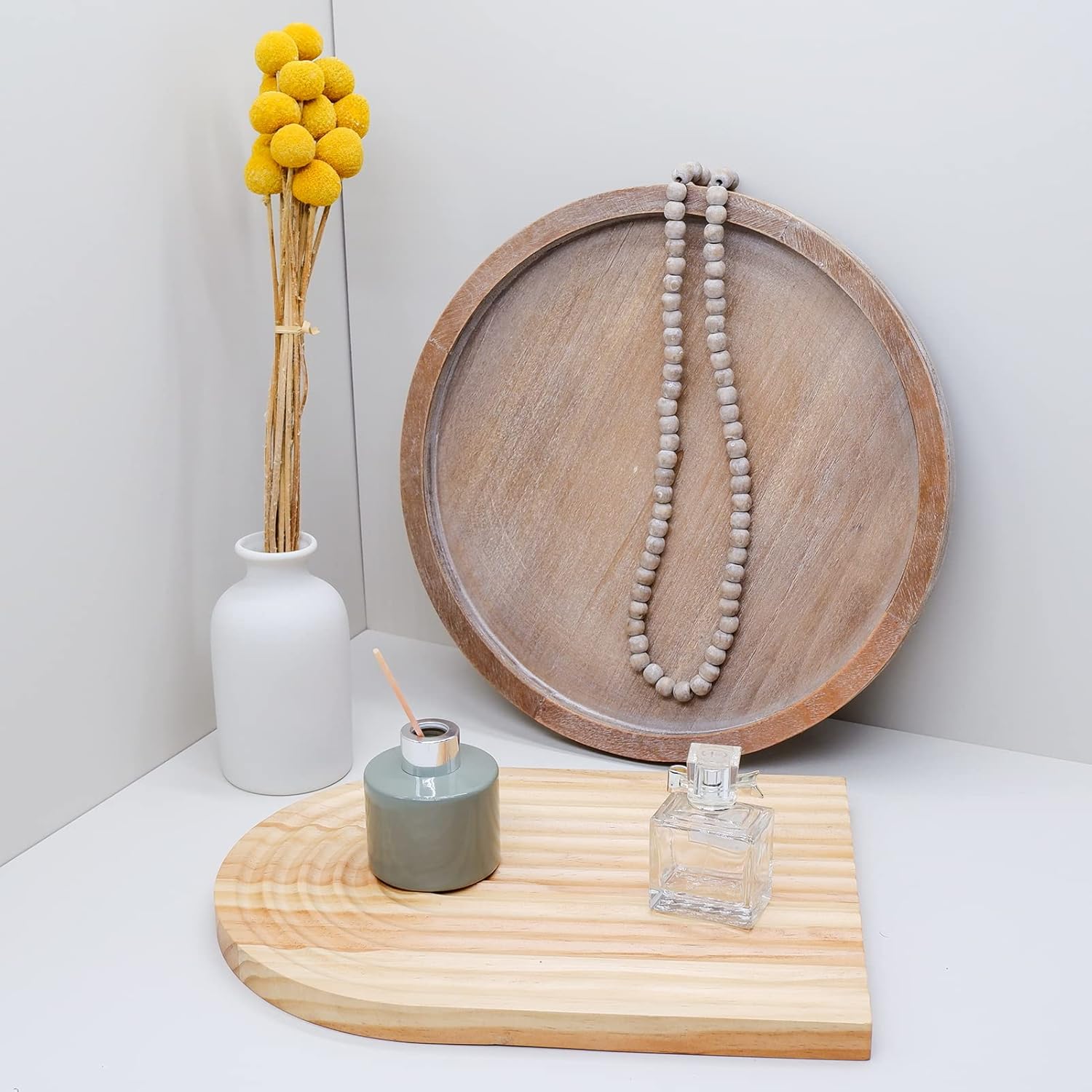 HOMBEMO 13.4 Inch Decorative Wooden Serving Tray, Decorative Wooden Tray, Wooden Serving Trays for Coffee Table : Home & Kitchen