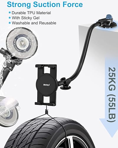 Miniatura 3 de woleyi Soporte para tablet para parabrisas de tablero de automóvil brazo largo de cuello de cisne Soporte de iPad con ventosa para automóvil,