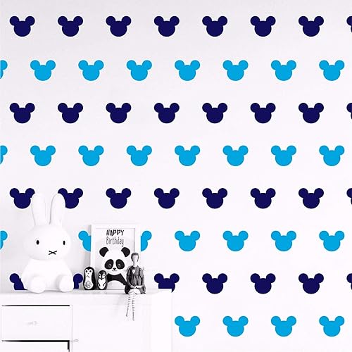 Miniatura 7 de 176 pegatinas de pared con diseño de cabeza de Mickey Mouse de dibujos animados para habitación de niños, dormitorio de niños, decoración de pared