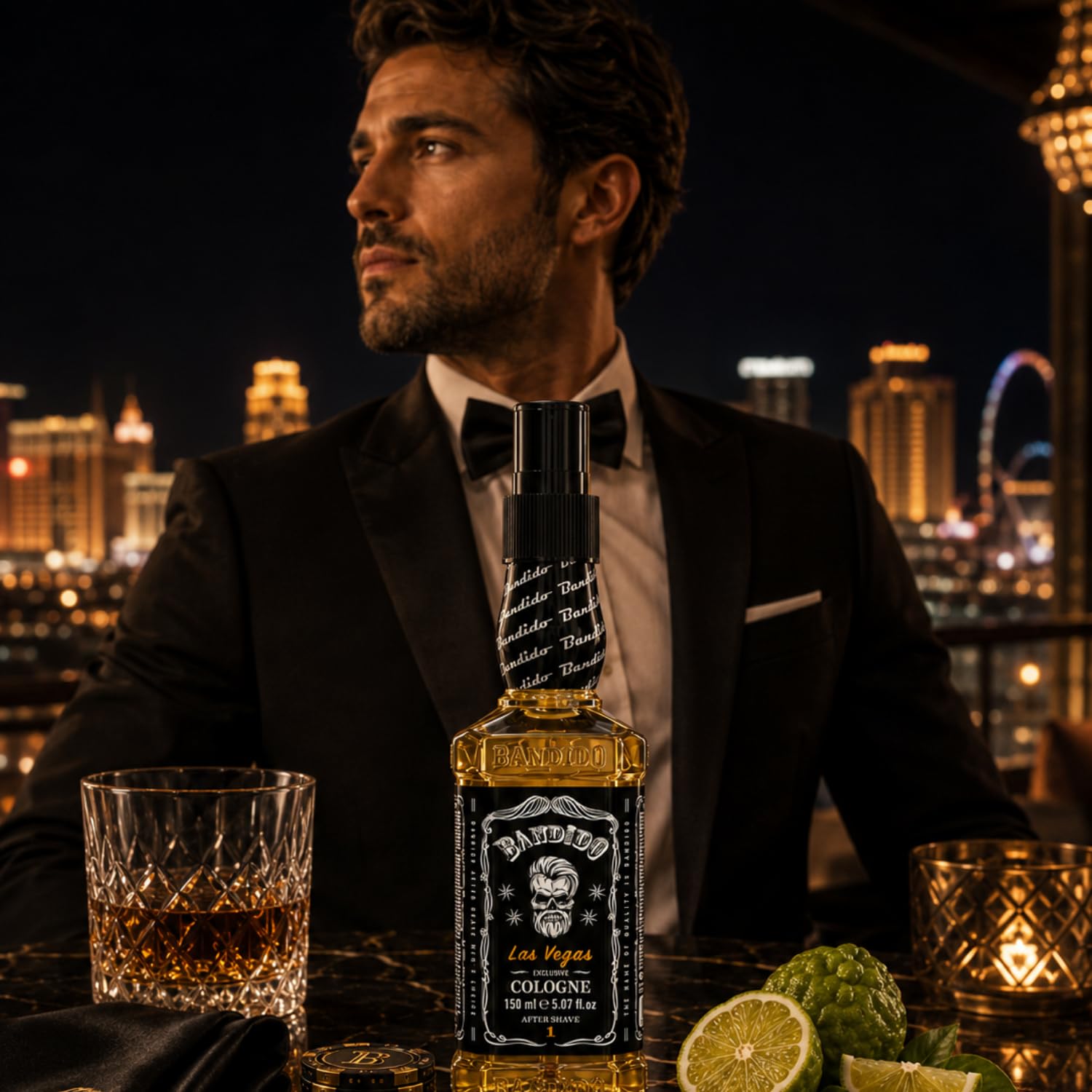Bandido Eau de Cologne męska woda zapachowa po goleniu woda do golenia dla mężczyzn, odświeża, chłodzi, długotrwały zapach, zapobiega oparzeniom po goleniu i pielęgnacji po goleniu (Las Vegas 150 ml)