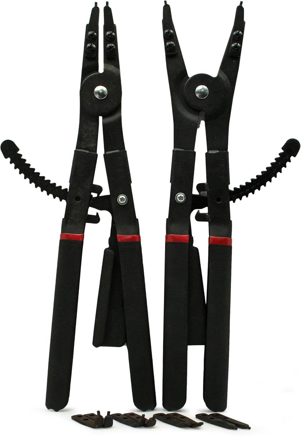 Bastex,Heavy Duty 2(pc) Circlip-Snap Ring Plier Set 16" 4 different interchangeable angel tips.12" [0,15,45,90] degrees.For Automotive,Mowers,Plumbing & Pipes.General Round Clip Removal Tool.