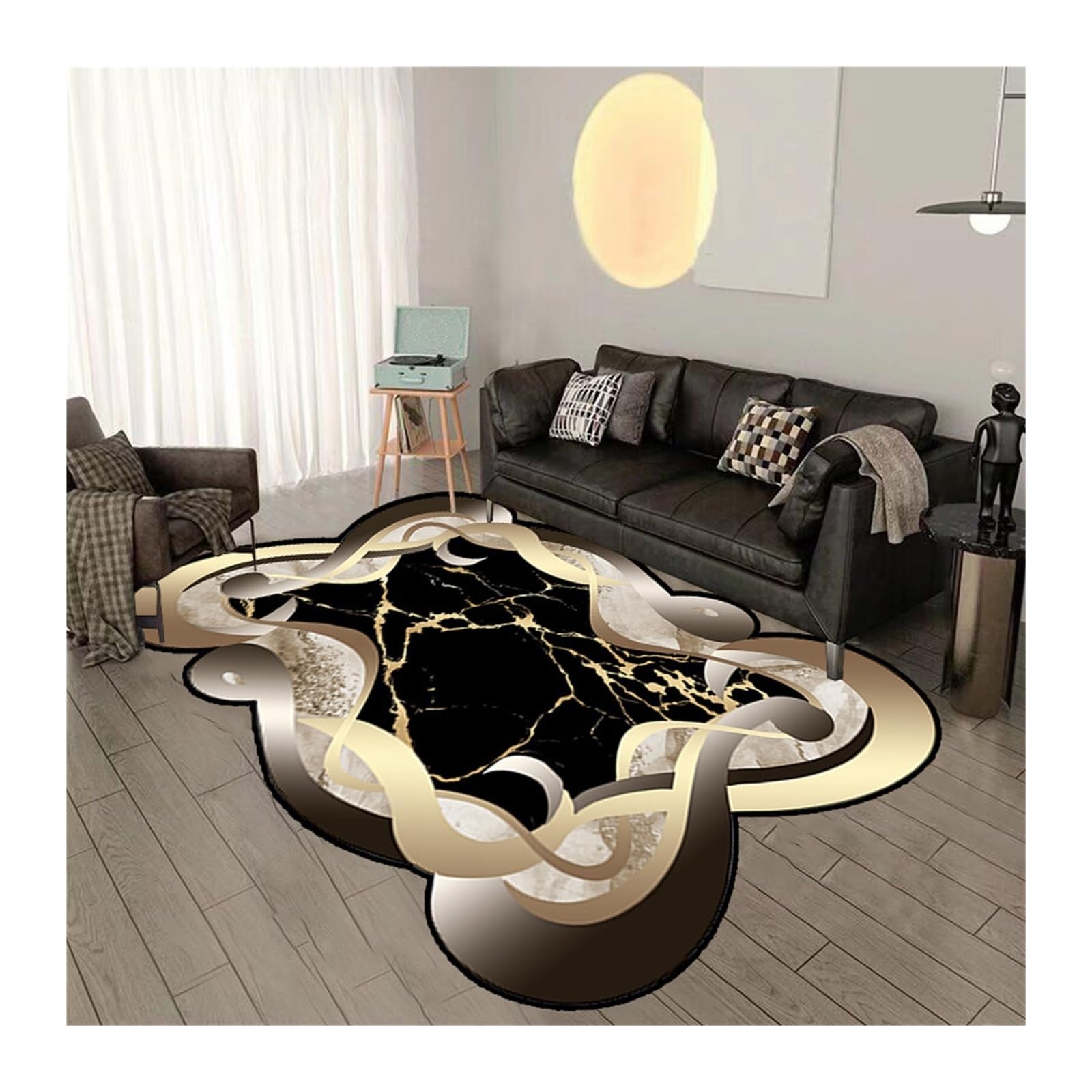 Tapis irrégulier doré lavable grande surface pour canapé