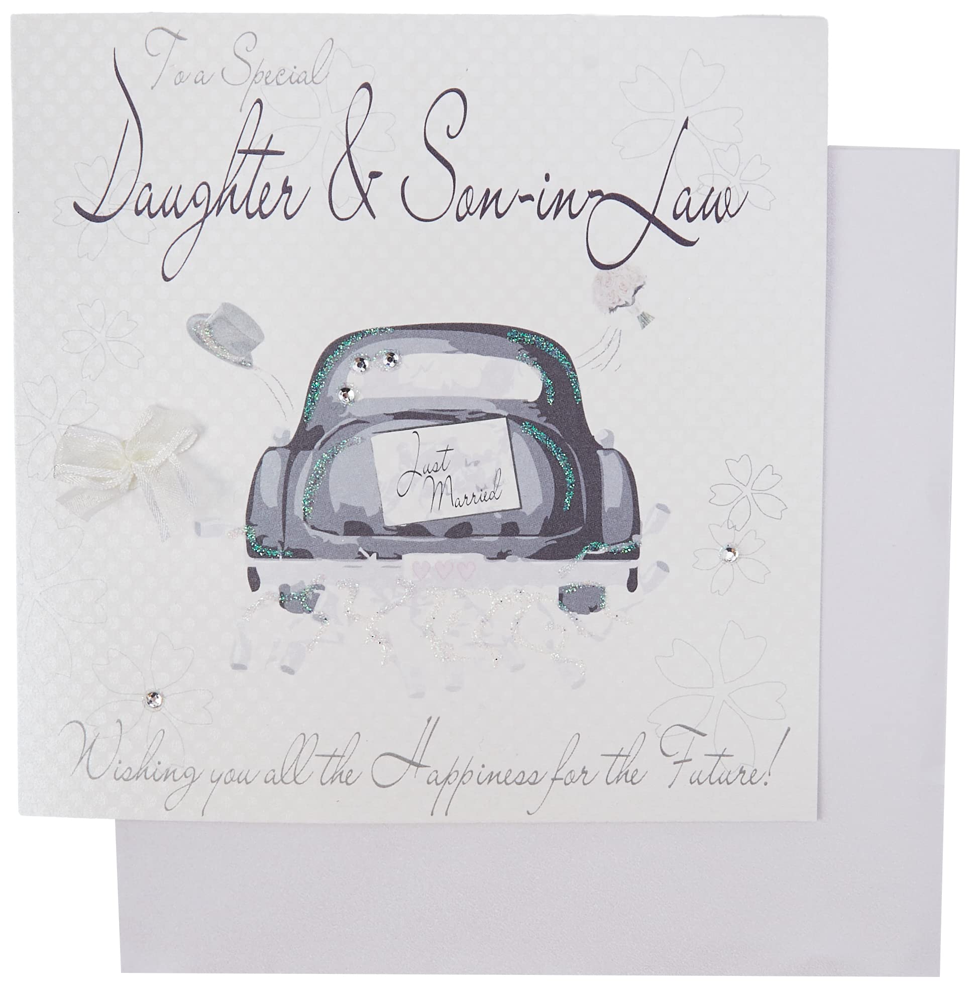 WHITE COTTON CARDS Daughter and Son -In-Law Handmade Wedding Card
