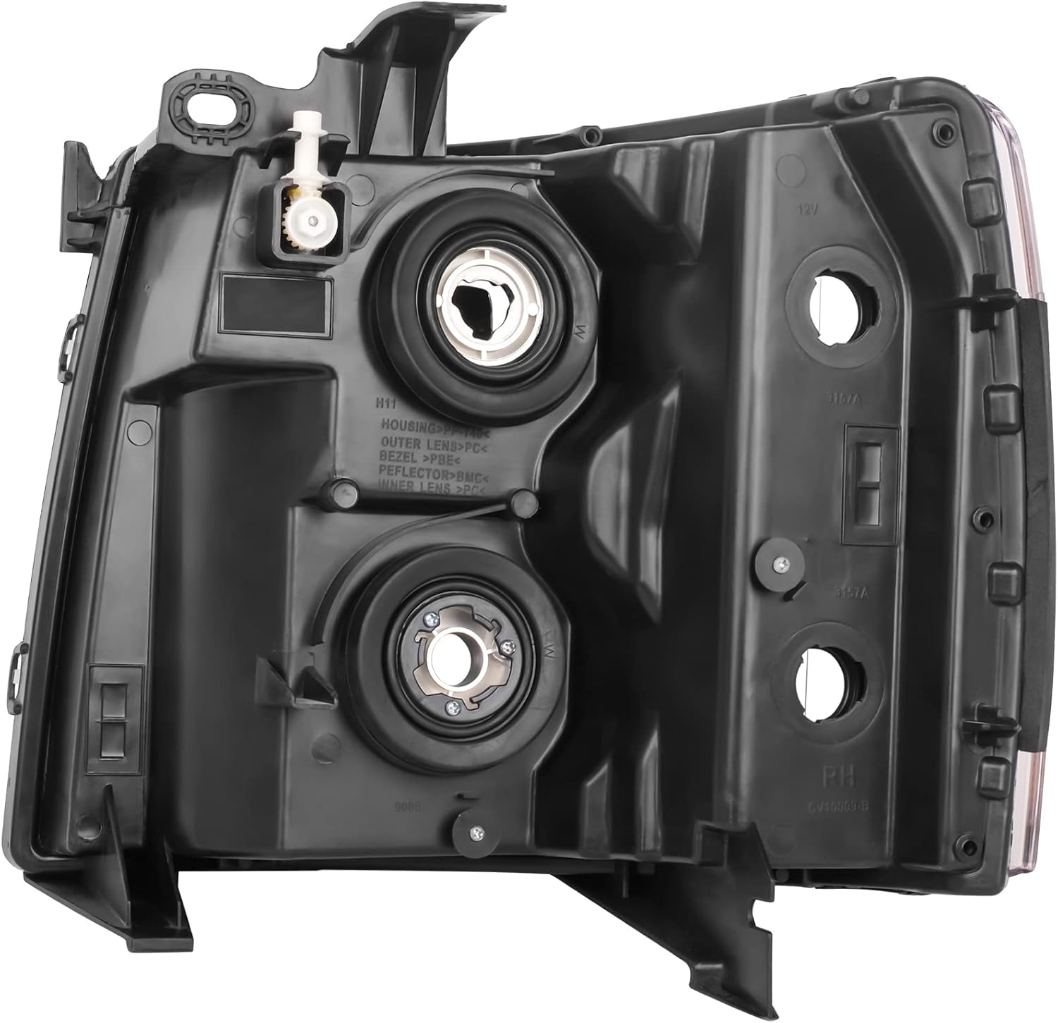 Black Housing Clear Reflector Headlights For 2007-2013 Chevy Silverado 1500, 07-14 Silverado 2500HD 3500HD Halogen Headlamp Replacement Left Right