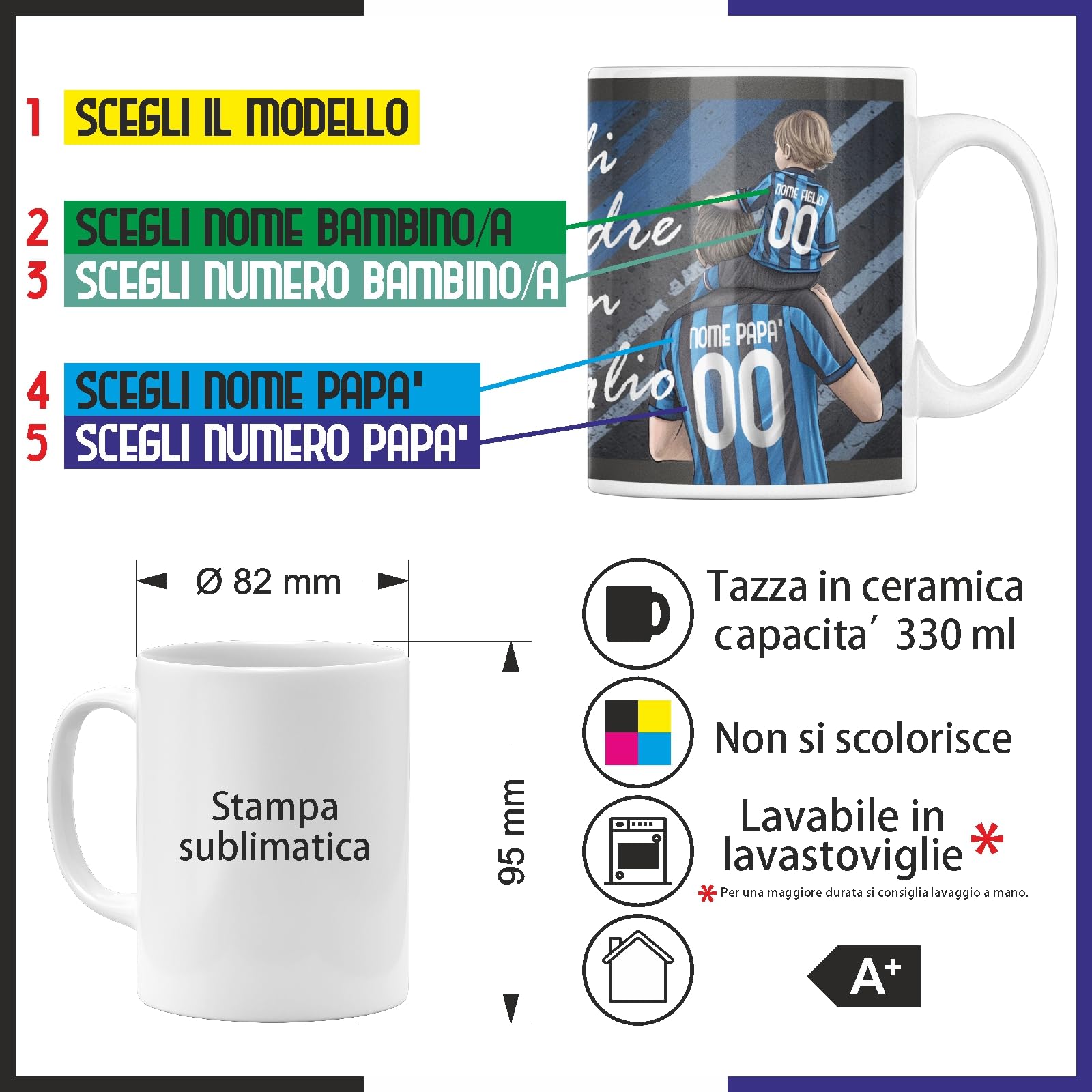 Tazza Personalizzata Squadre di Calcio Tazze in Ceramica Tifosi Interisti