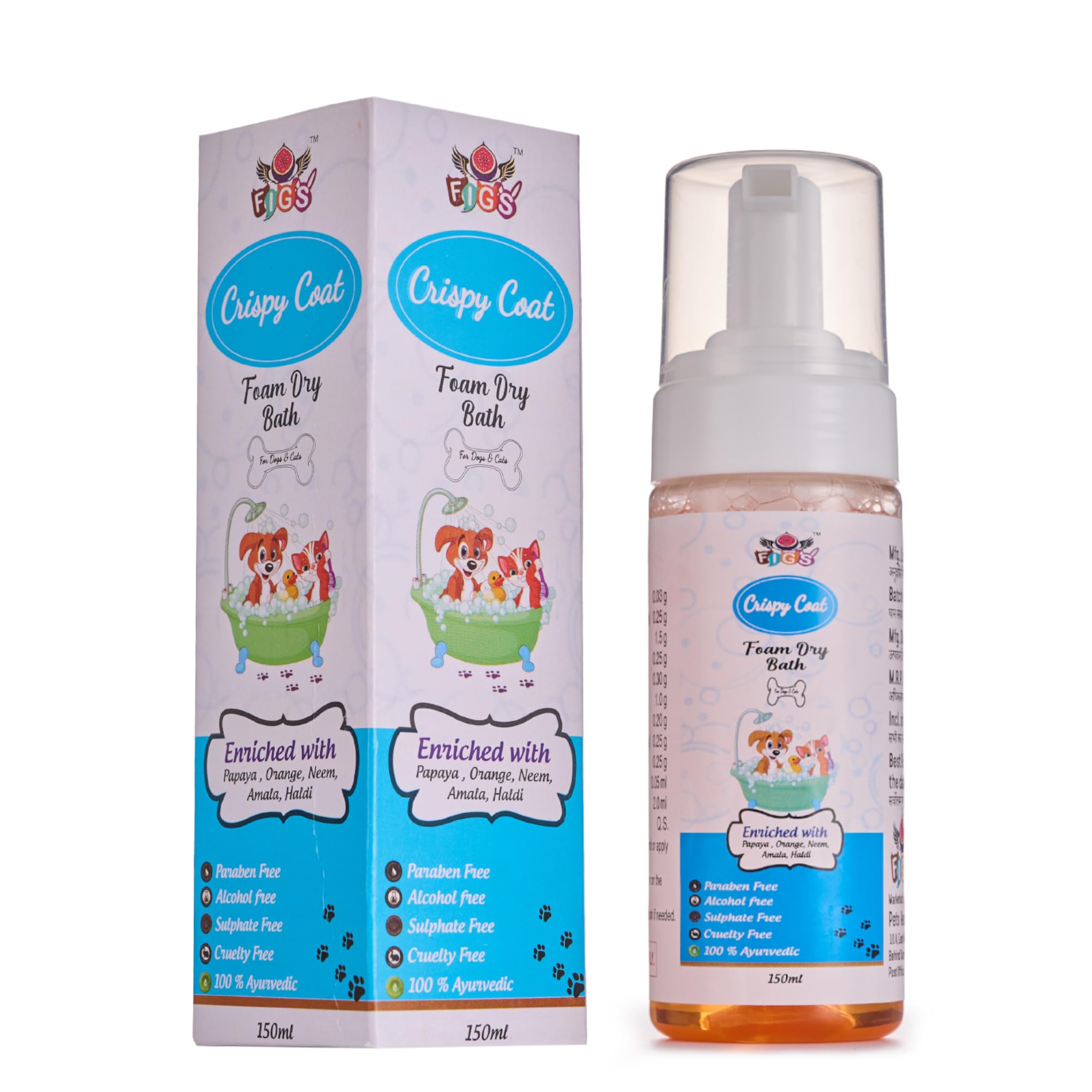 FURRY TAILS Crispy Coat Dog Spray Shampoo For All Breeds Of Dogs And Cats| Water Less, Sulfate Free, Paraben Free, Foam Dry Bath Cleansing For Dog Body Wash || Pet Dry Shampoo 150 Milliliter Pk1 (B0CKJ41W3Z) Amazon Price History, Amazon Price Tracker