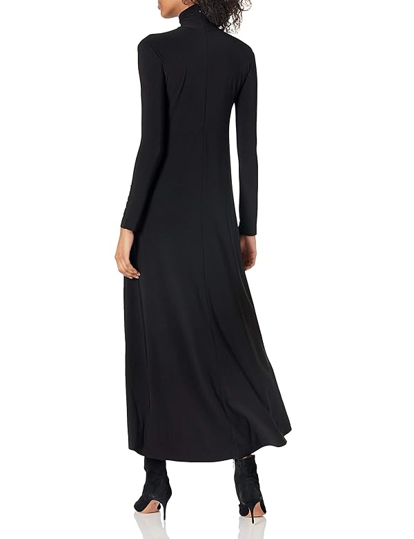 Norma Kamali Women's Long Sleeve Turtle Long Swing Dress, BLACK, S by Norma Kamali - Image 2