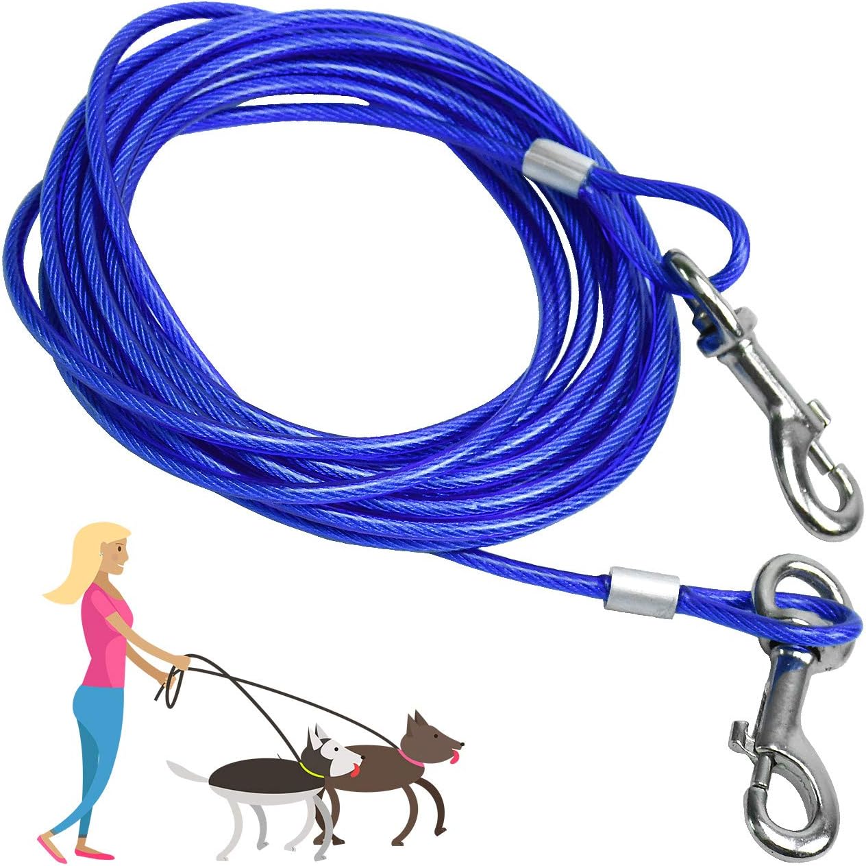 SANTOO 16.4 ft Dog Tie Out Cable Heavy Duty Chewproof Pet Tie Cable