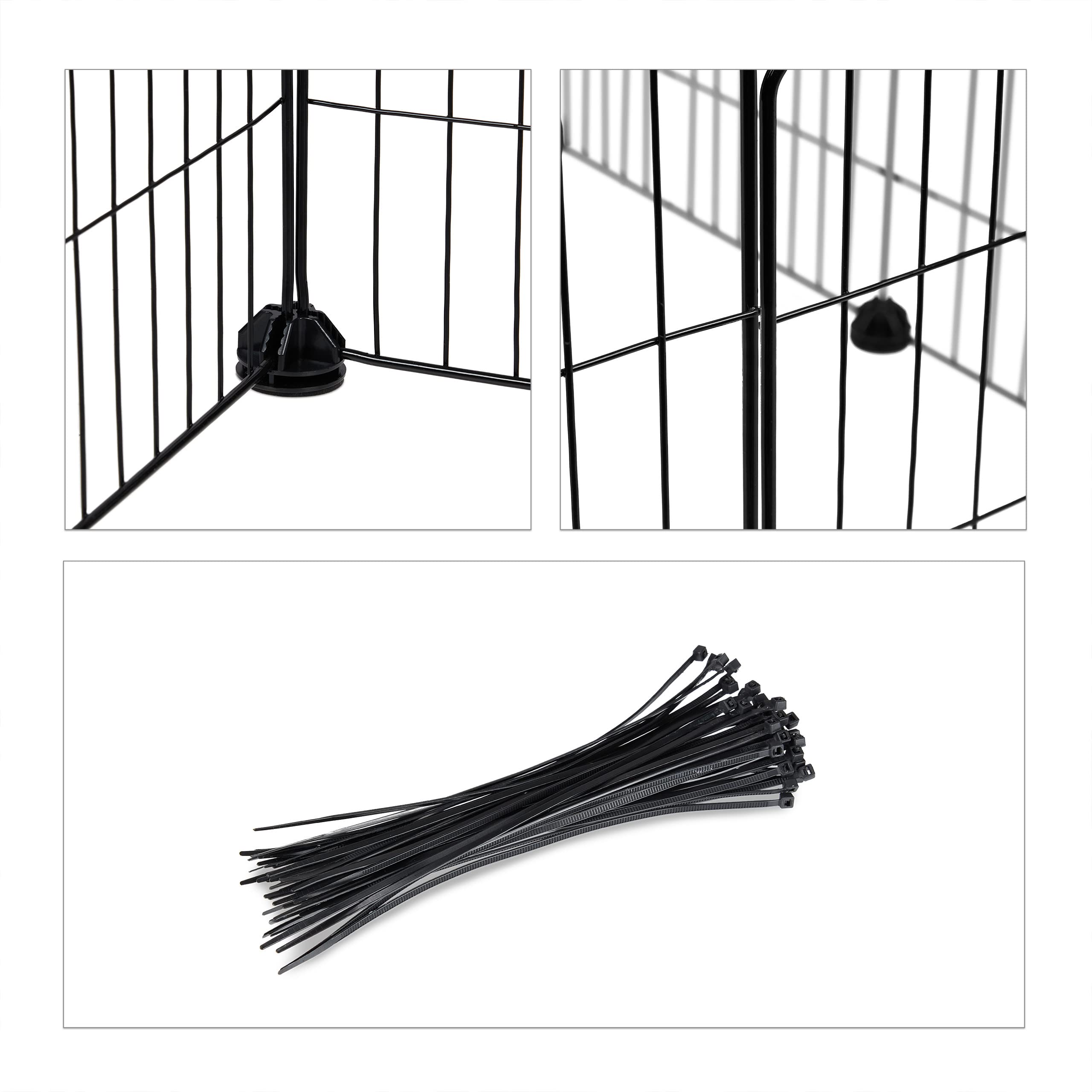 Relaxdays Parque para Mascotas y Animales Pequeños, Montaje Encajado Expandible, 72 x 145 x 110cm, Malla Metálica, Negro